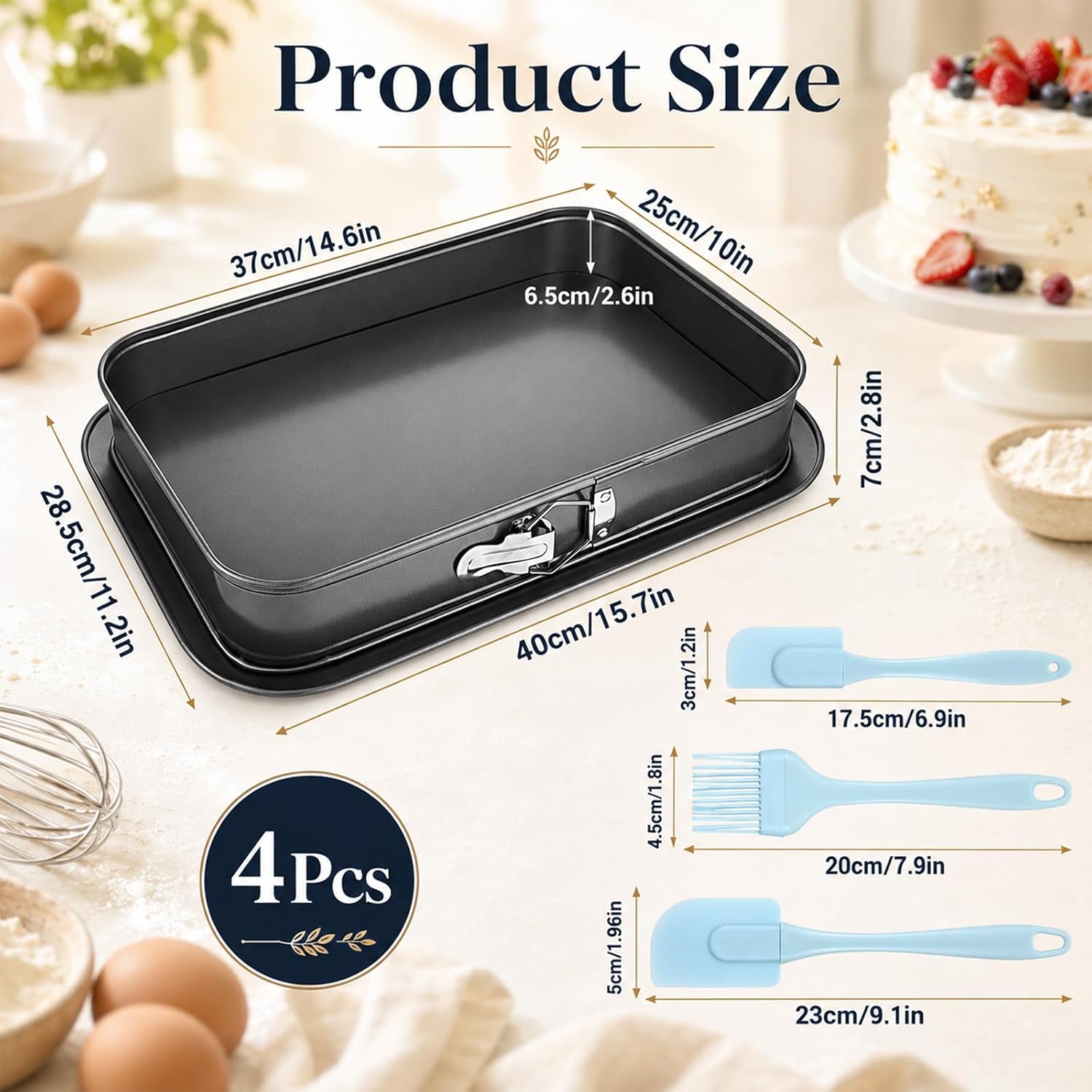 Large Spring Form Pan, 14.6x9.8 Inch Rectangle Cheesecake Pan