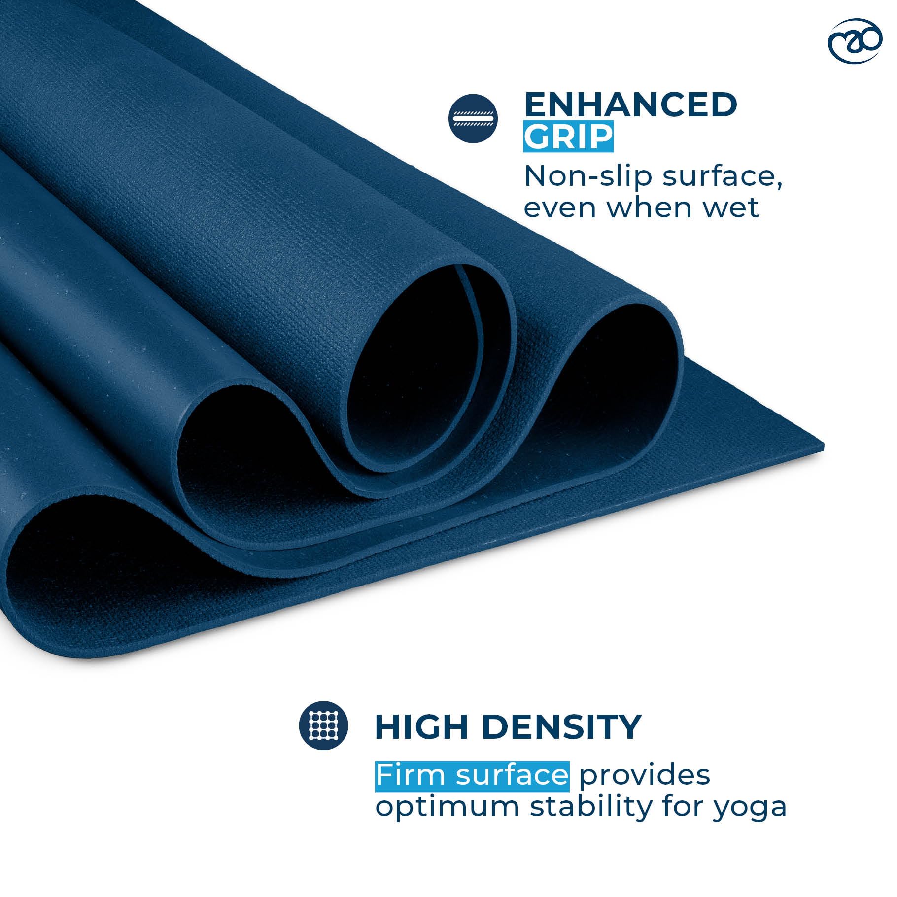 Yoga-Mad Tappetino da yoga da studio, extra lungo, lunghezza 220 cm, antiscivolo, ad alta densità, utilizzato per pilates, yoga, stretching, allenamenti a casa e fitness generale