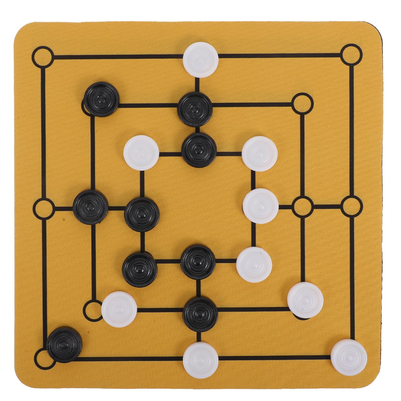 UPKOCH Traditional Nine Mens Morris Board Game Mills Strategy Game for Gathering Portable Chess Set Family Interaction 24cm x 24cm Rubber Tabletop Mat Travel Activity Foldable Pieces