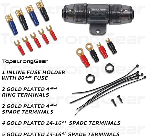 Miniatura 7 de TOPSTRONGGEAR Kit de amplificador 4ga  Kit de cableado de amplificador de calibre 4 AWG para subwoofers de coche, altavoces, sistema de audio, kit