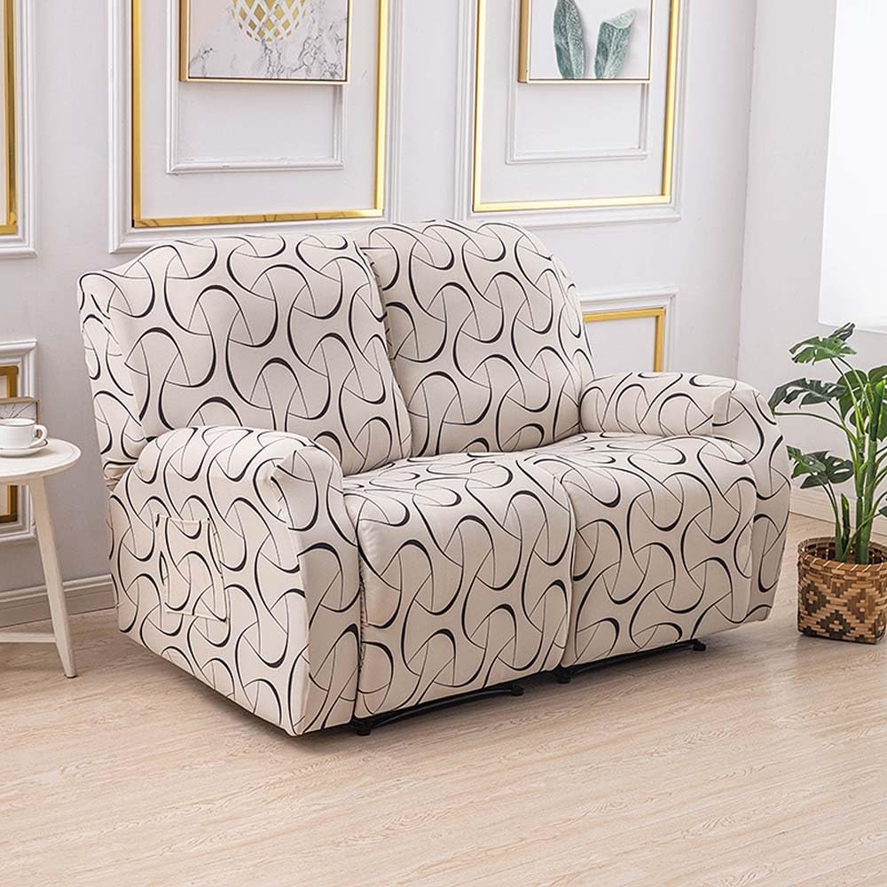 FAiruo 6-Piece Reclining Sofa Cover Stretch Recliner Chair Slipcover 2 Seater Lazy Boy Non Slip Love Seat Recliner Couch Cover Soft Furniture Recliner Protector with Pockets (Color : #1)