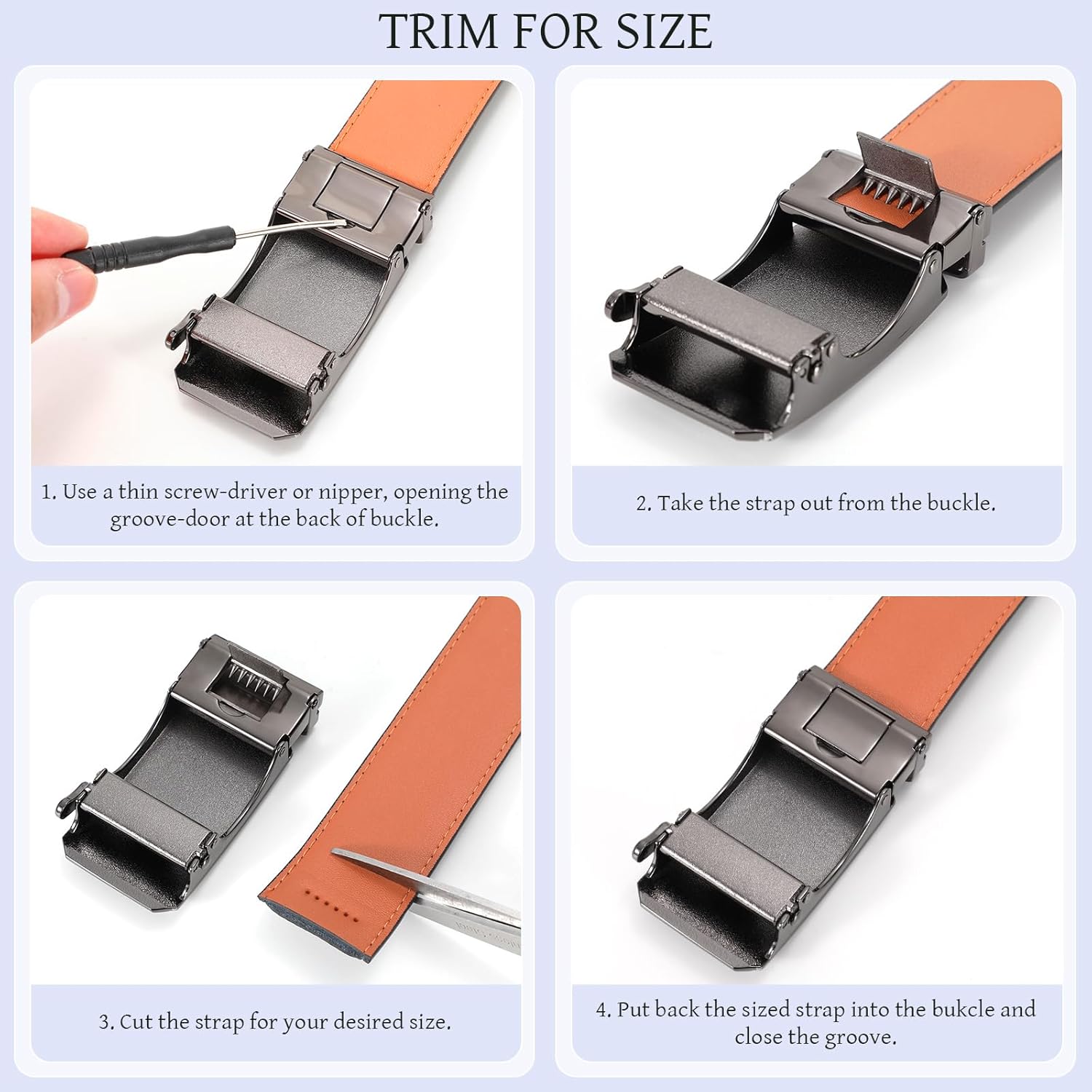 SANSTHS Ratchet Belts for Men, Leather Ratchet Belt Mens Ratchet Belt with Adjustable Buckle Men Belt Fit Everywhere - Image 6