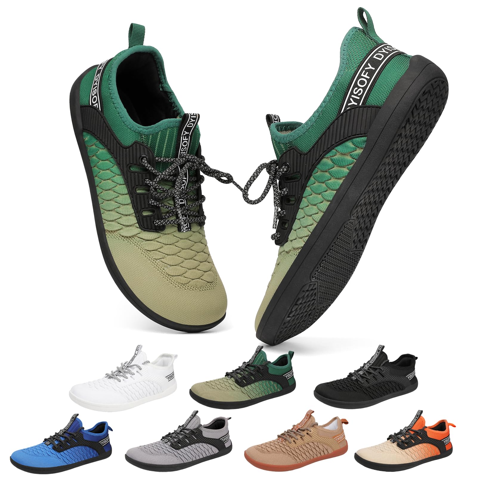 DYISOFY Barfußschuhe Damen Herren Frühling-Sommer Traillaufschuhe Fitnessschuhe rutschfest Zero-Drop Leicht Atmungsaktiv Breiter Zehenbox