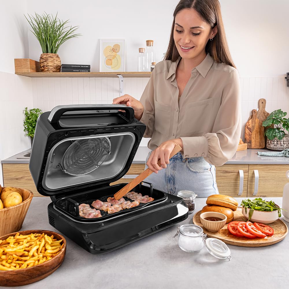 Cecotec Friteuse à Air Grill sans Huile de 6 L Cecofry FireDome 6000. 2400 W, 6 Modes de Cuisson et 4 Niveaux Grill, Thermostat Réglable, Comprend une Sonde de Température et des Accessoires