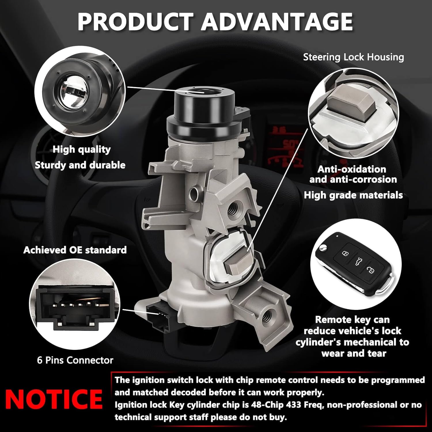RAMATA 1K0905851B Ignition Lock Cylinder with Key, Starter Ignition Switch Fit for 2012-2019 Passat, 2006 2007 2008 2009 2010 2011 2012 2014 2015 2016 2017 2018 Vw Jetta, Rabbit, Eos 1k0905851 - Image 4