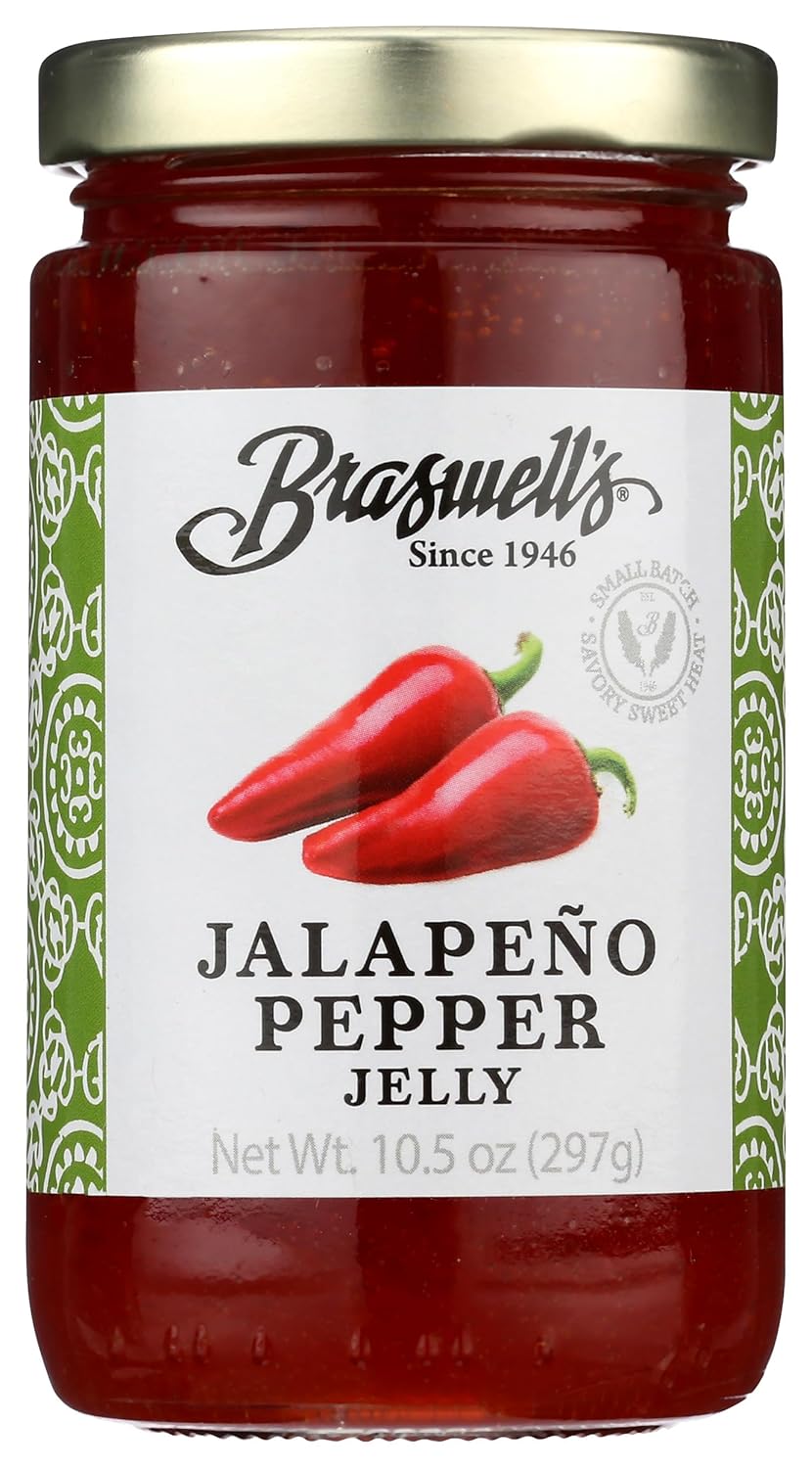 Braswell's Hot Jalapeño Pepper Jelly, Vegan, 10.5 Ounces (Pack Of 6)