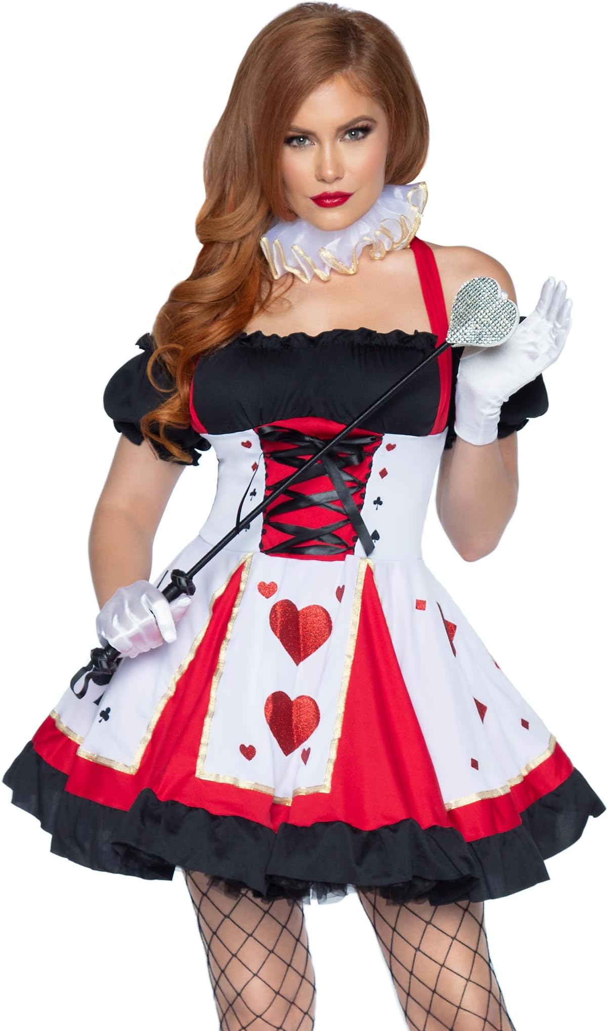Pretty Playing Card Queen of Hearts Costume with Neck Piece
