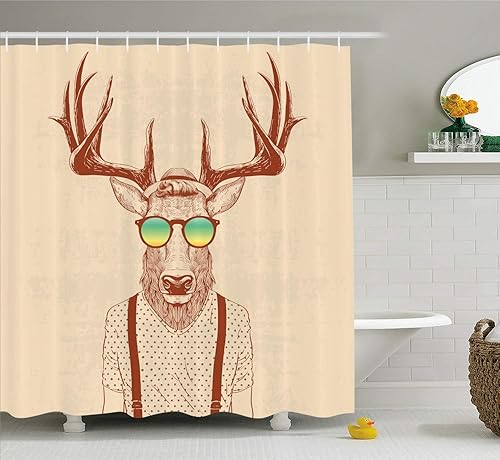 Miniatura 45 de Ambesonne Decor Collection cortina para regadera de baño de poliéster Gris y amarillo,Negro Blanco,Mostaza Camel,Gris carbón amarillo,Crema,Crema