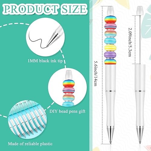 Vista 58 de Crtiin Kit de 100 bolígrafos de plástico con cuentas de 50 cuentas, con 50 recambios para manualidades, regalo de Navidad, estudiantes, oficina