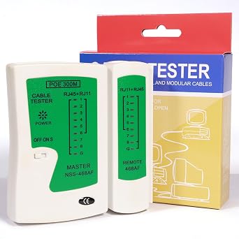 Network Cable Tester for RJ45 & RJ11 & RJ12, Ethernet LAN Cable Tester for Cat5 Cat5e Cat6 Cat6a Cat7 UTP, with PoE Protection & Anti-Burn Design