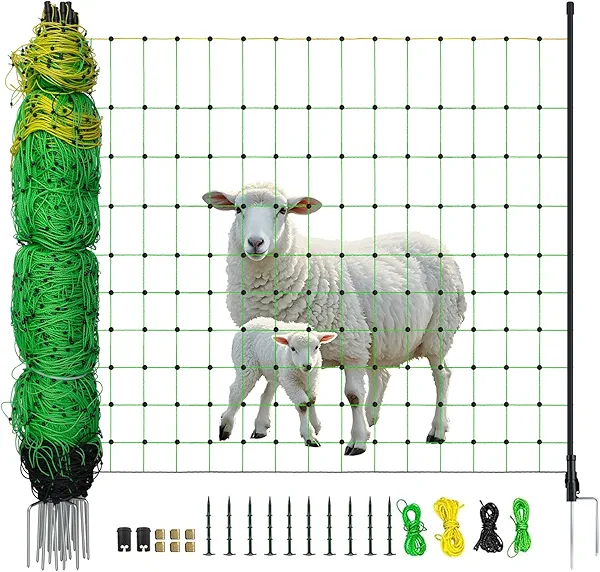 Electric Fence Netting, 42.5" H x 164' L, Portable Livestock Nets Mesh for Hog, Dogs, Deer, Goats, Larger Animals Electric Fencing for Backyards, Homesteaders, Farms, Ranches, Gardens