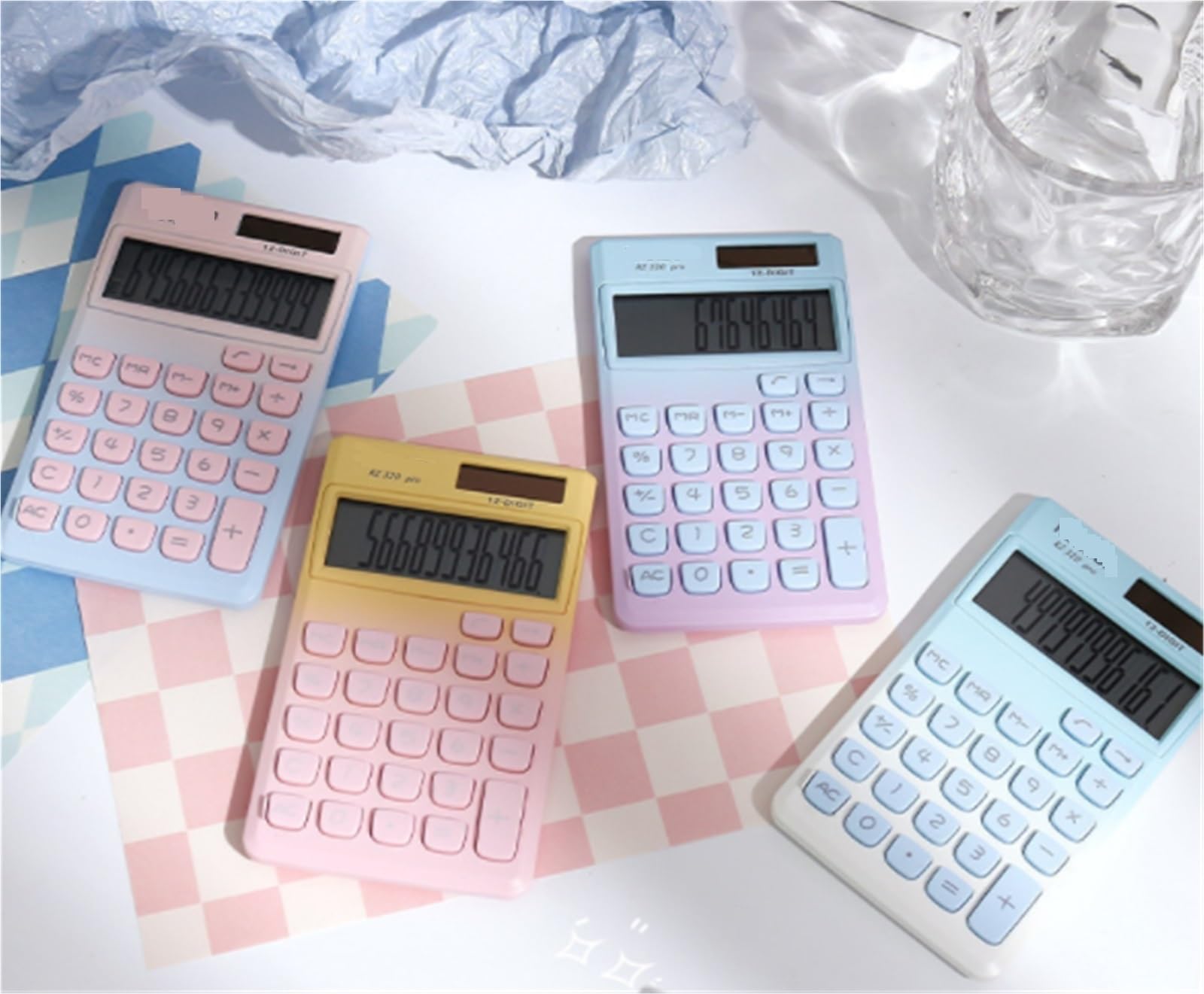 Calculatrice Calculatrice Solaire Portable avec écran à 12 Chiffres, idéale for Une Utilisation au Bureau Bureau Office(Blue)