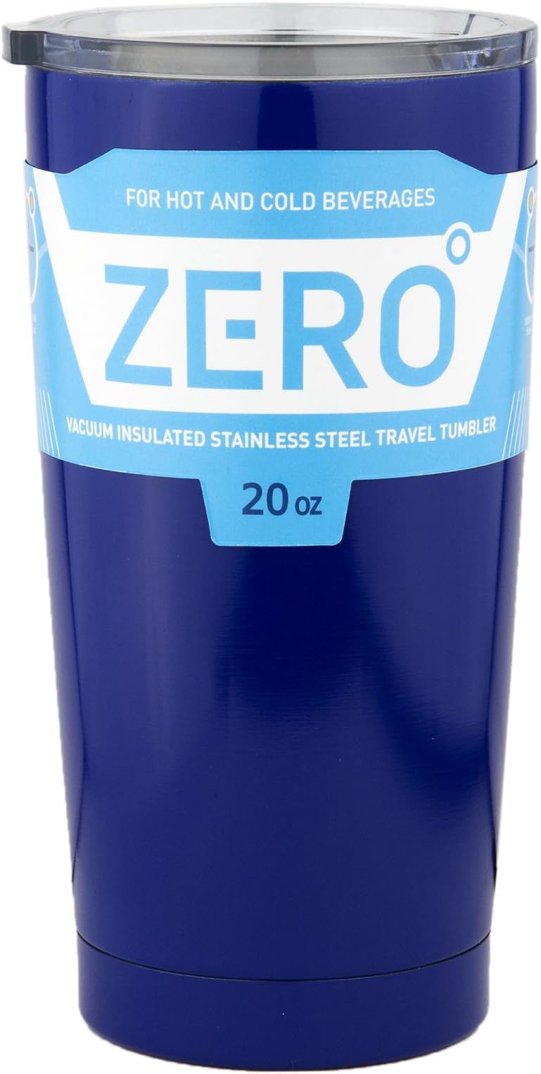 Zero Degree Stainless Steel Tumbler with Lid, Double Wall Vacuum Insulated Travel Mug for Hot and Cold Drink (20oz Blue)