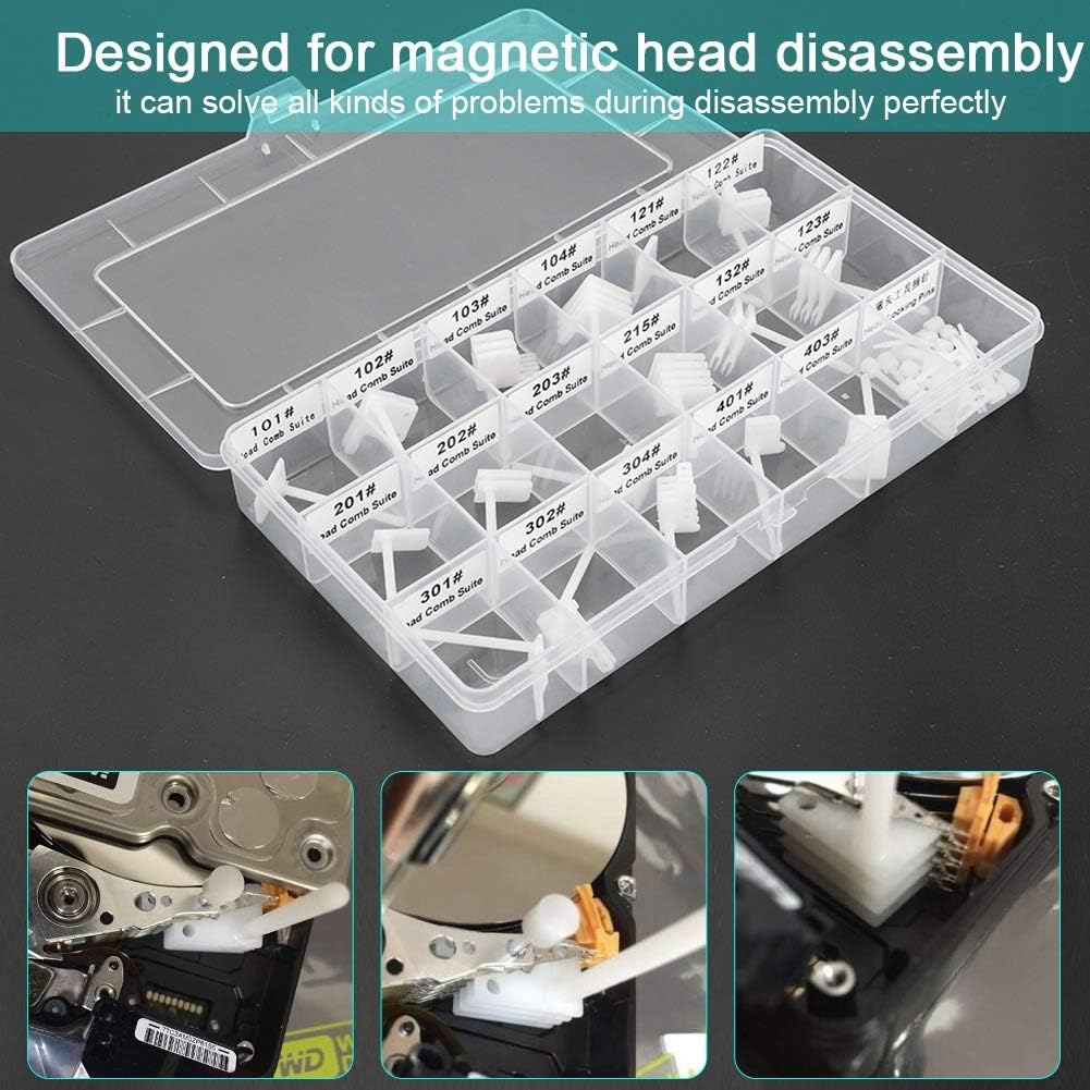 50PCS Hard Drive Repair Head Replacement Tools, Hard Disk Magnetic Head Changing Kit, Professional ABS Magnetic Head Tool with Non - Dust Cloth and Fingers Cover, for SAS and SCSI