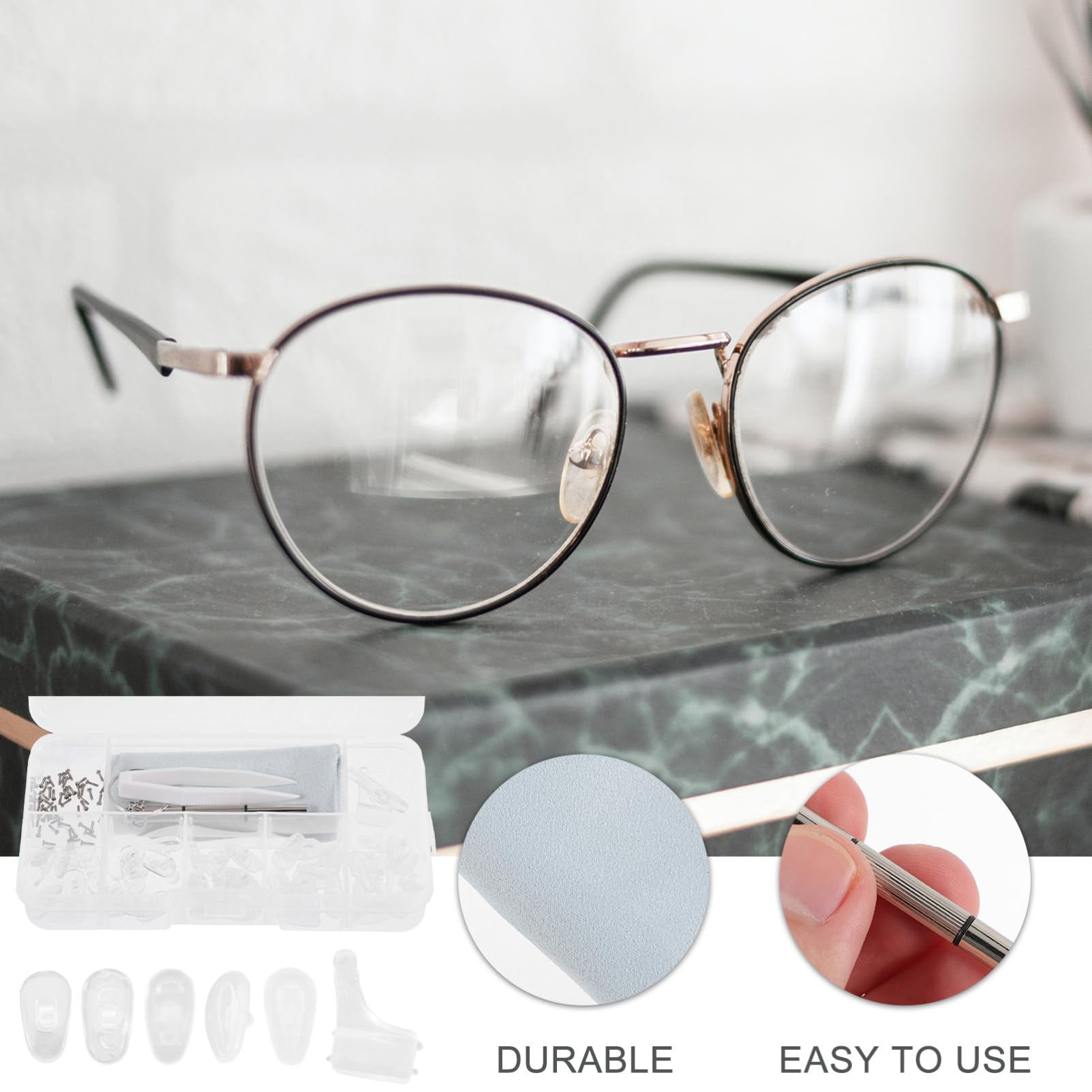 FRCOLOR 4 Cajas almohadillas para la nariz alfombra de goma almohadillas gafas nariz colchoneta estera de la nariz de los anteojos almohadillas para montura de gafas anteojos suministros