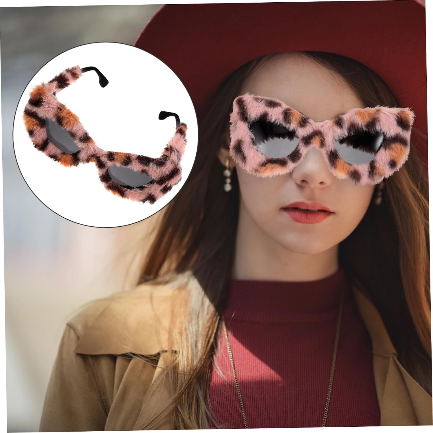 VALICLUD Furry Cat Eye Party Sunglasses for Women Novelty Eyewear Fashionable Costume Accessory Charming Design for Adult Ladies