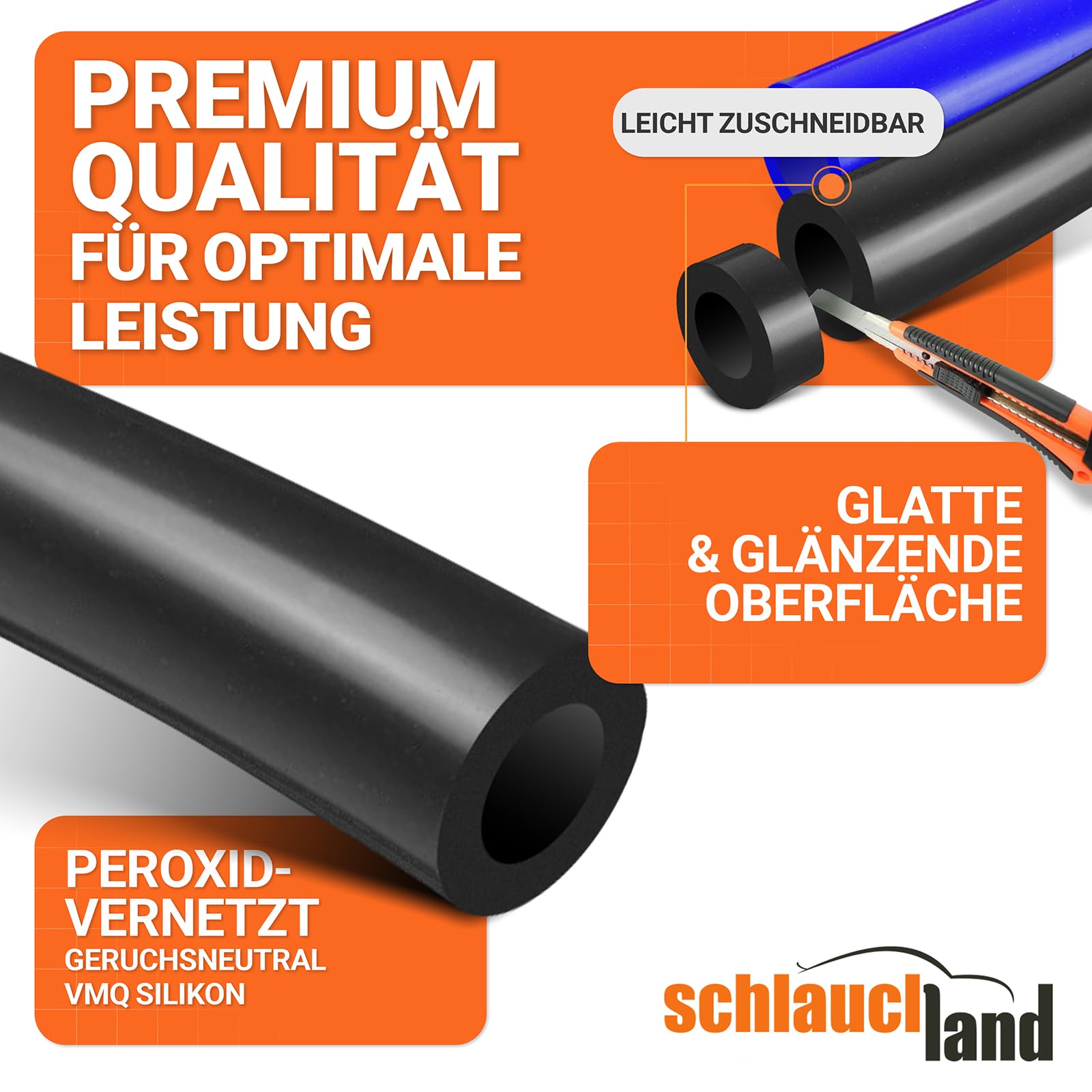 1m Unterdruckschlauch Silikon ID-Ø 8mm blau 200°C | GROSSE AUSWAHL | Silikonschlauch Universal Vakuum-Schlauch Luft Wasser Silikon Gummi Aquarium Lebensmittel-tauglich echt flexibel | PREMIUM