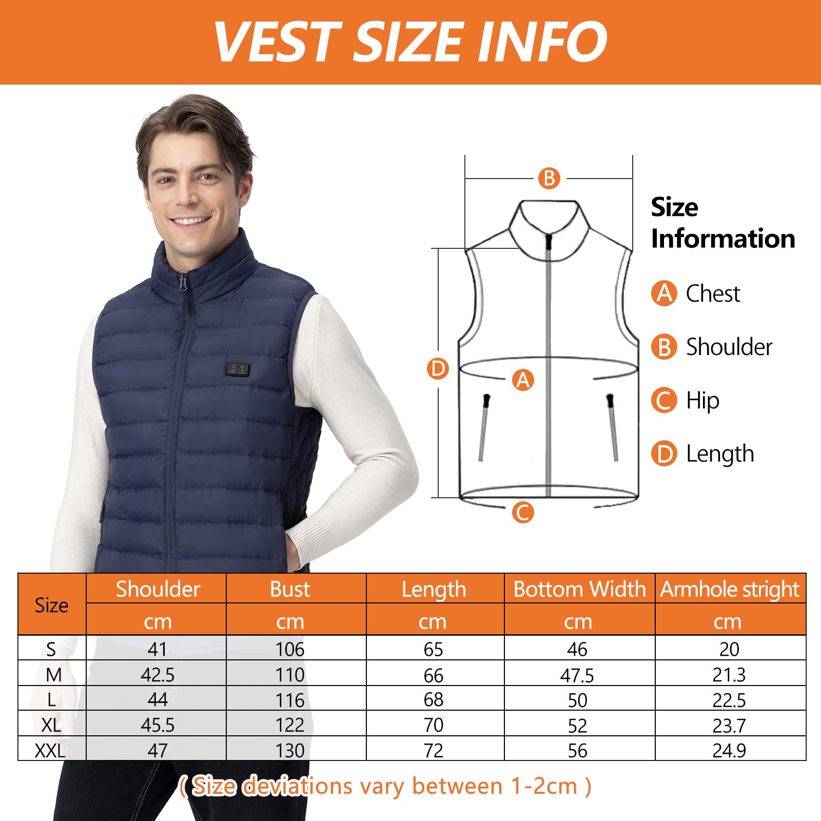 Unzipp Giubbotto Riscaldato Uomo Donna, Gilet Riscaldato Con 10000mAh Batteria 3 Livelli Di Temperatura, Lavabile Per Il Calore Interno Invernale, Attività All'Aperto