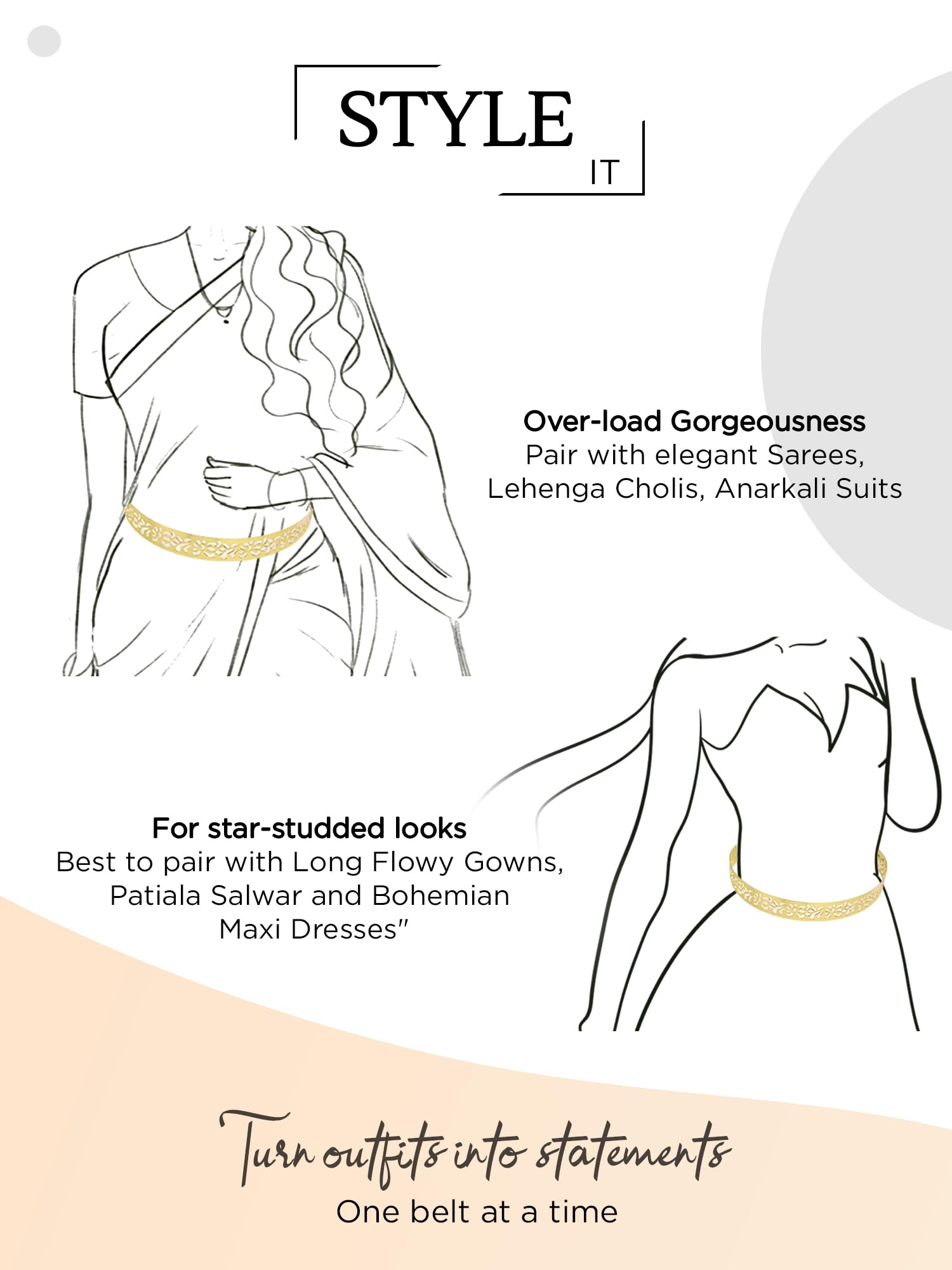Yellow Chimes Latest Fashion Adjustable Kamarband Metal Waist Belt for Women and Girls (Design 3) 4