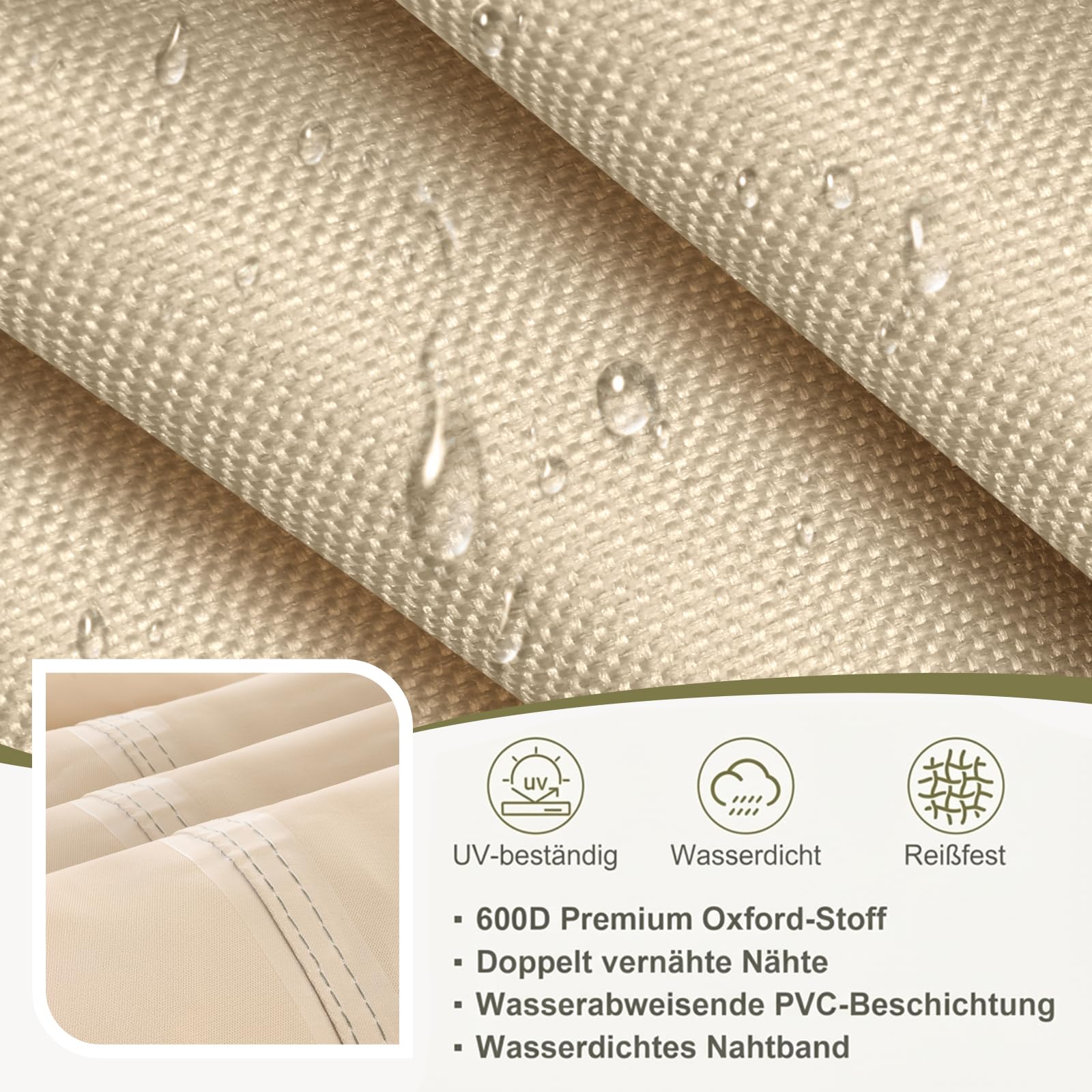 COWVIE Outdoor-Sofabezug für 3-Sitzer-Terrassenbank und Couch, wasserdichte 600D-Terrasse-Loveseat-Abdeckung mit reflektierenden Griffen und integrierter Aufbewahrungstasche für den Rasen