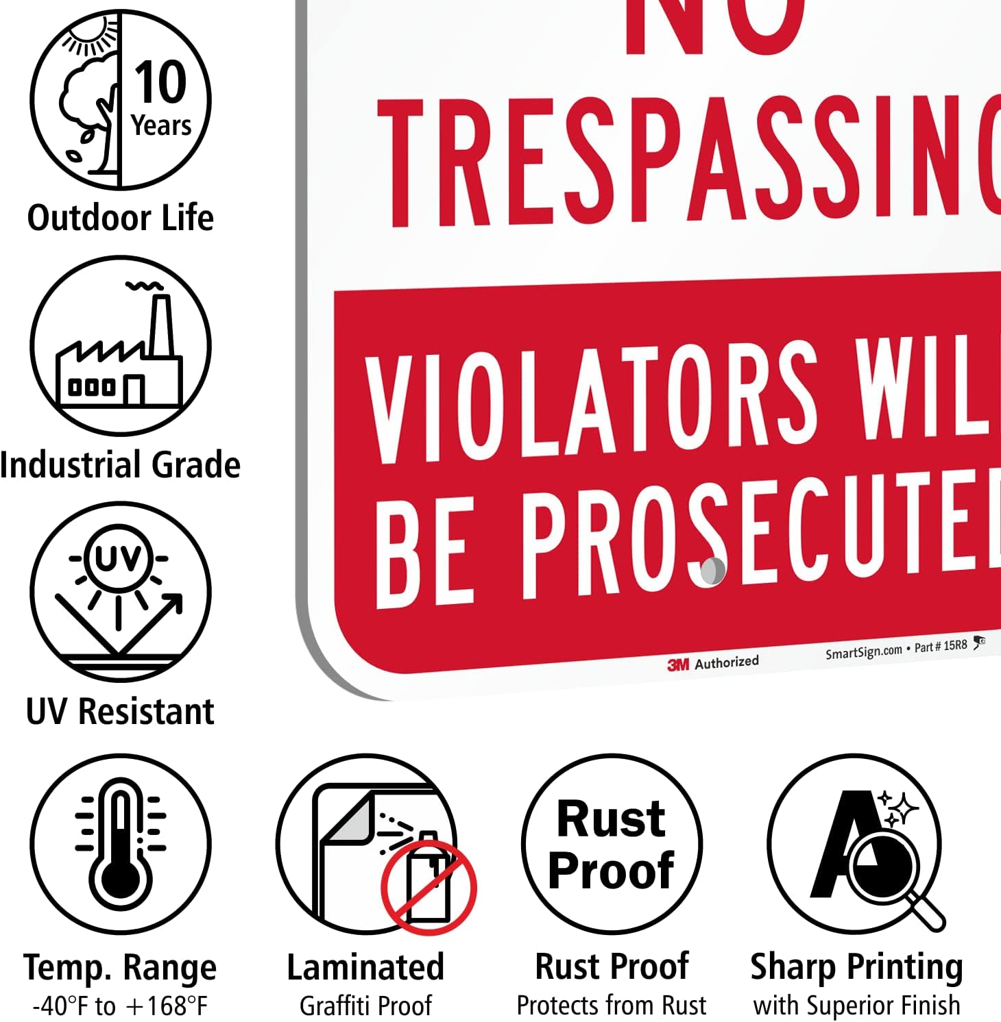 SmartSign-K-1161-EG Private Property - No Trespassing, Violators Prosecuted Sign By | 12" x 18" 3M Engineer Grade Reflective Aluminum