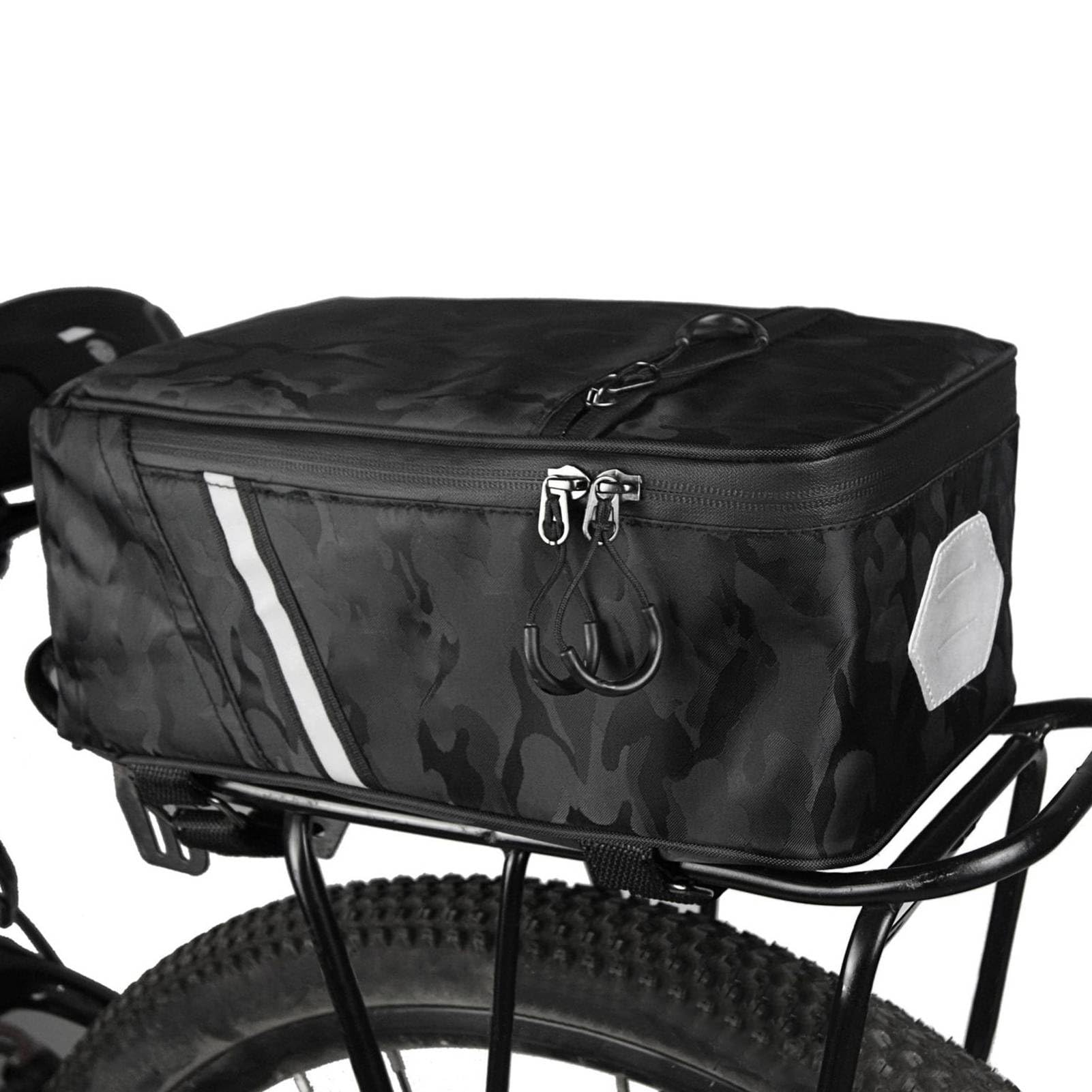 Borsa per portapacchi posteriore per bici da 5 litri Borsa per portabagagli per bicicletta resistente all'acqua con accenti riflettenti e cinghie regolabili Ideale (Camuffare)