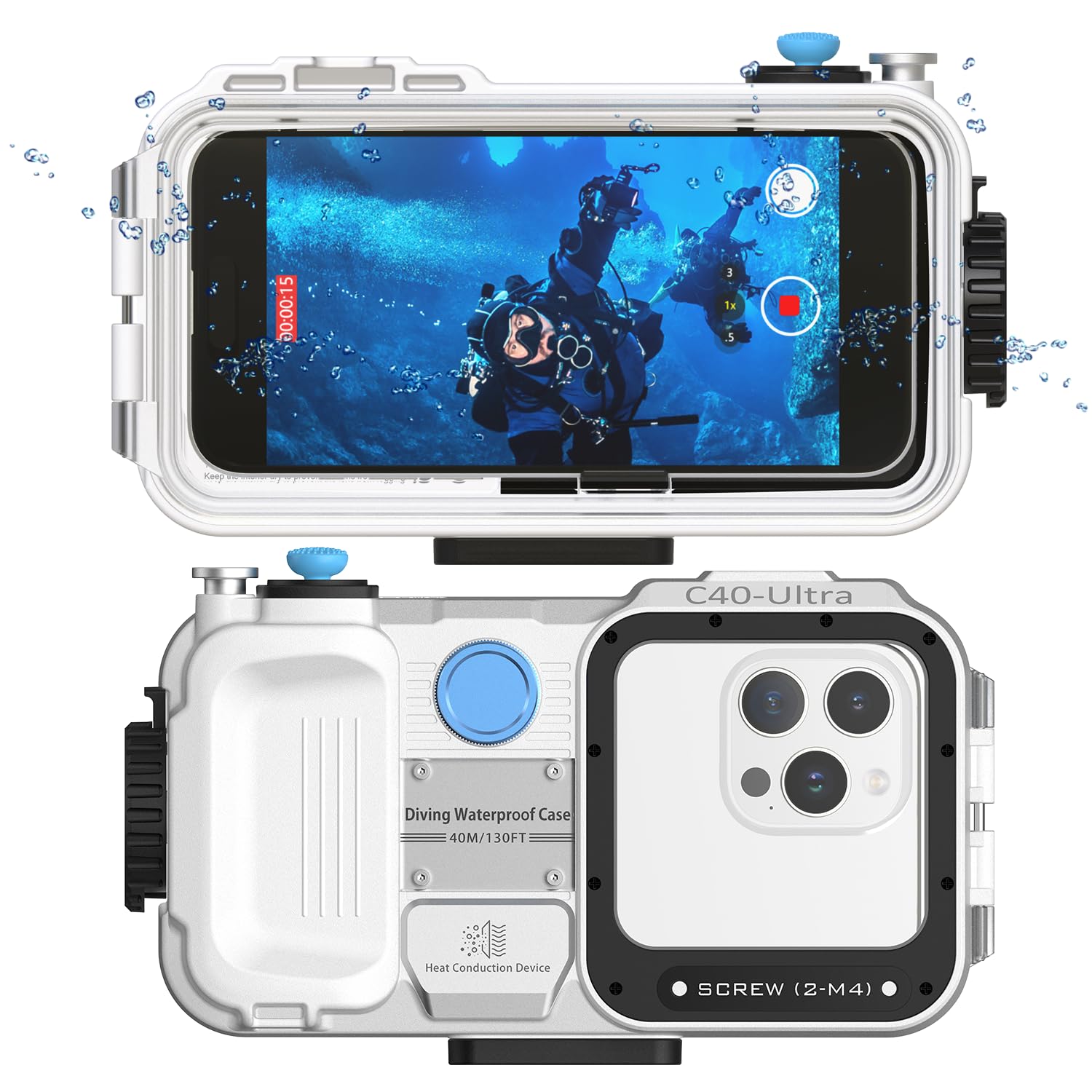 Upgrade Waterproof Phone Case, Underwater Phone Cases for Snorkeling and Diving, [131FT/40M] Professional Scuba Dive Waterproof Phone Case for Most
