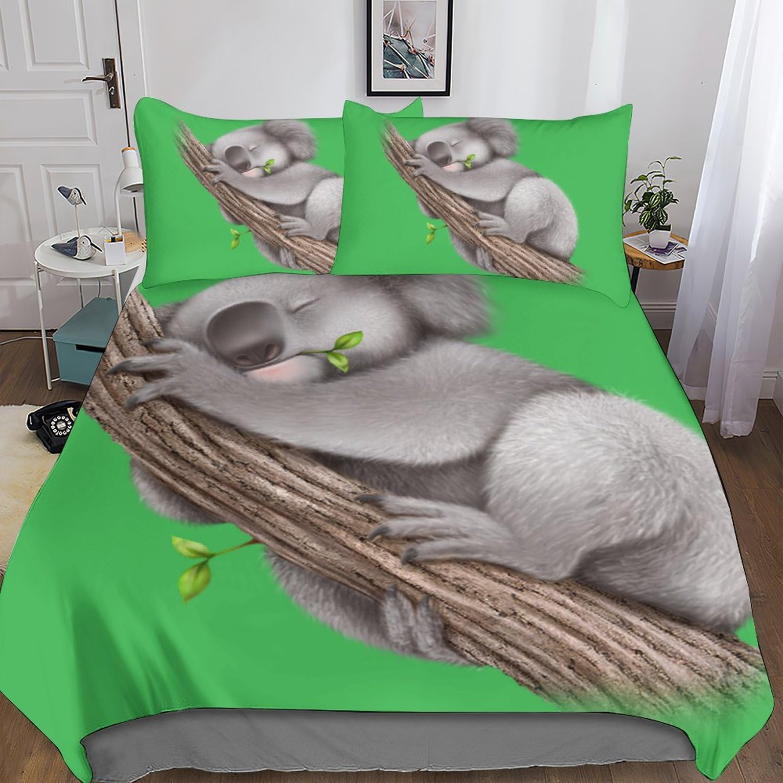 Housse de couette koala double parure lit microfibre douce lavable 200x200