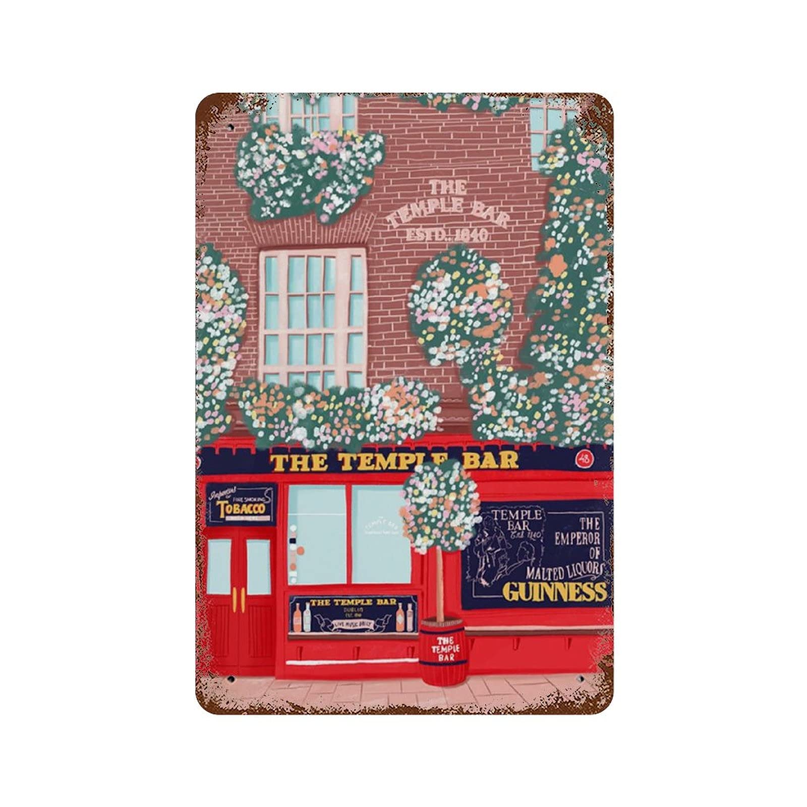 Graman Metallic Ireland Travel Metal Tin Sign,Temple Bar Dublin Metal Tin Sign Dublin Decor Pubs Of Dublin Decor Dublin Decor Decor Dublin Decor Dublin Decor Dublin 12"×8"