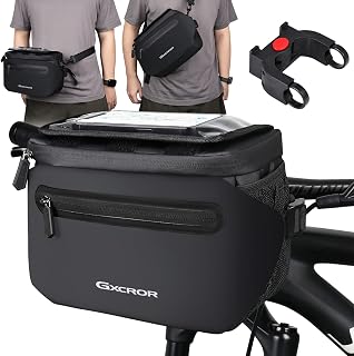 GXCROR Fahrrad Lenkertasche 4.7L mit Schnellrelease | Stabiler Träger für City & Trekking | Wasserdicht + Handyfach + Getränkehalter