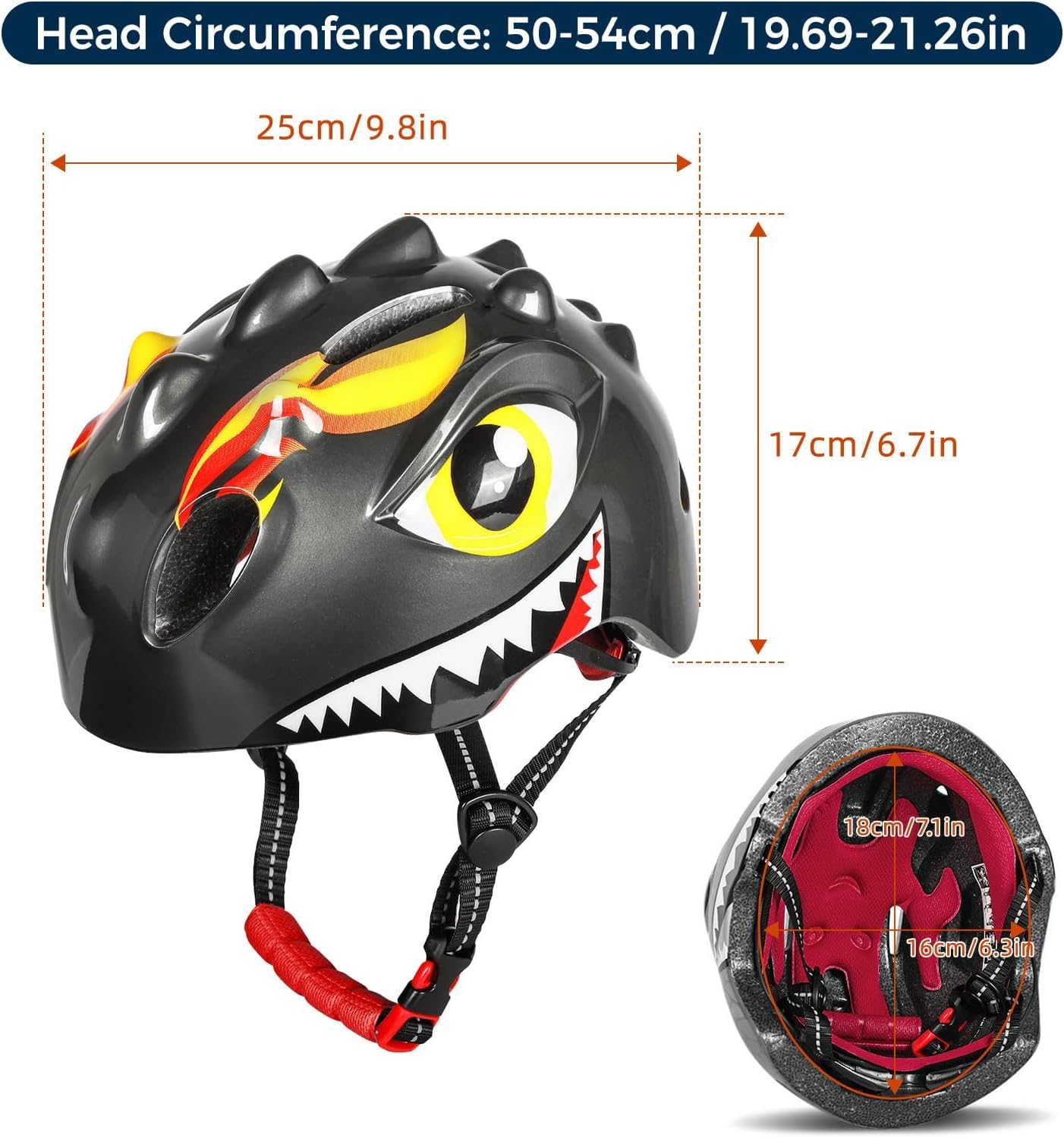 Casque de vélo pour enfant avec lumière LED | Adorable casque de sécurité 3D dinosaure pour filles et garçons de 3 à 8 ans | Casque réglable et respirant pour vélo, skateboard, scooter, patinage