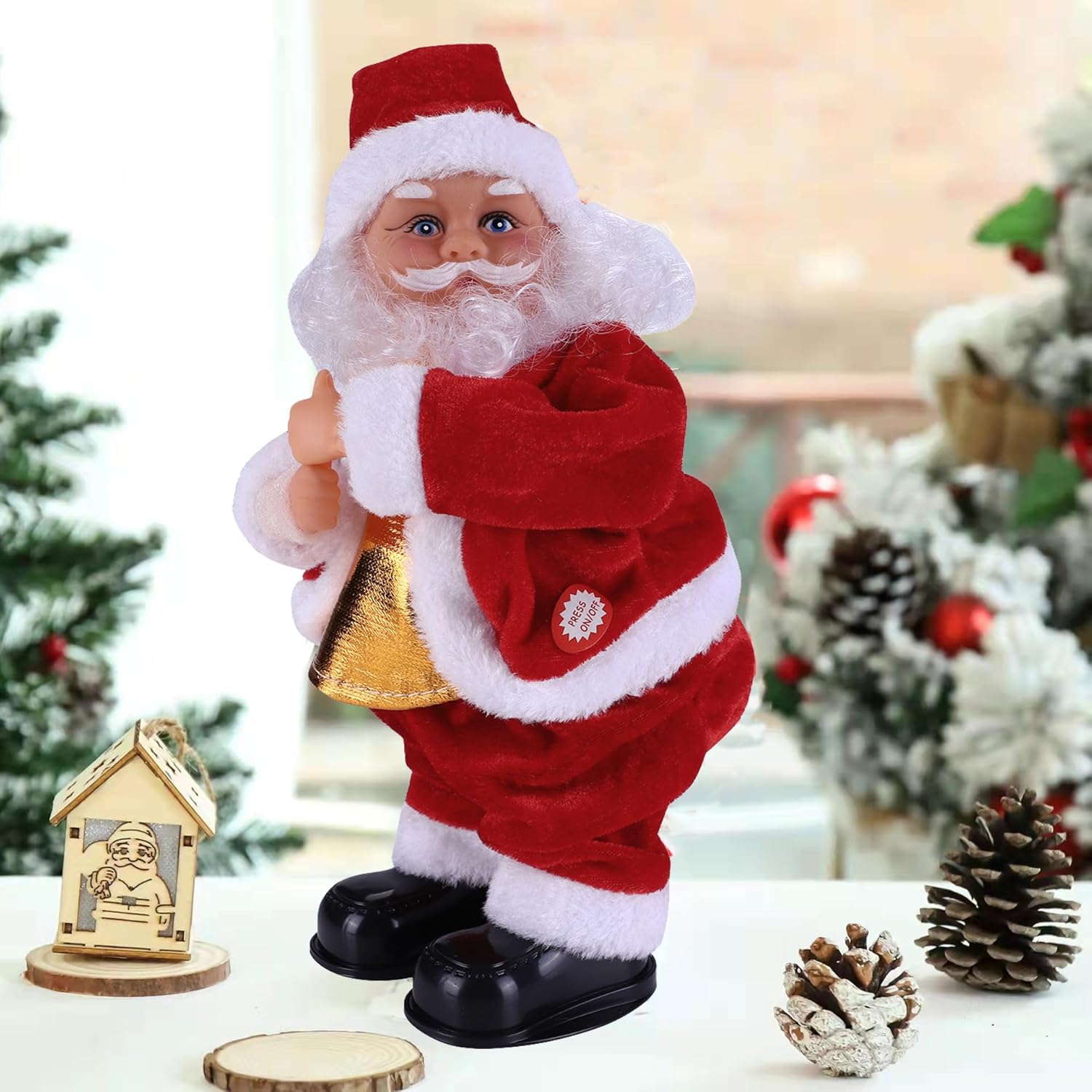 haozaikeji Musical Santa Claus, Electric Dancing Santa, Swaying DJ Christmas, Lighting Shaking Butt Christmas, Animated Xmas Figure with Music