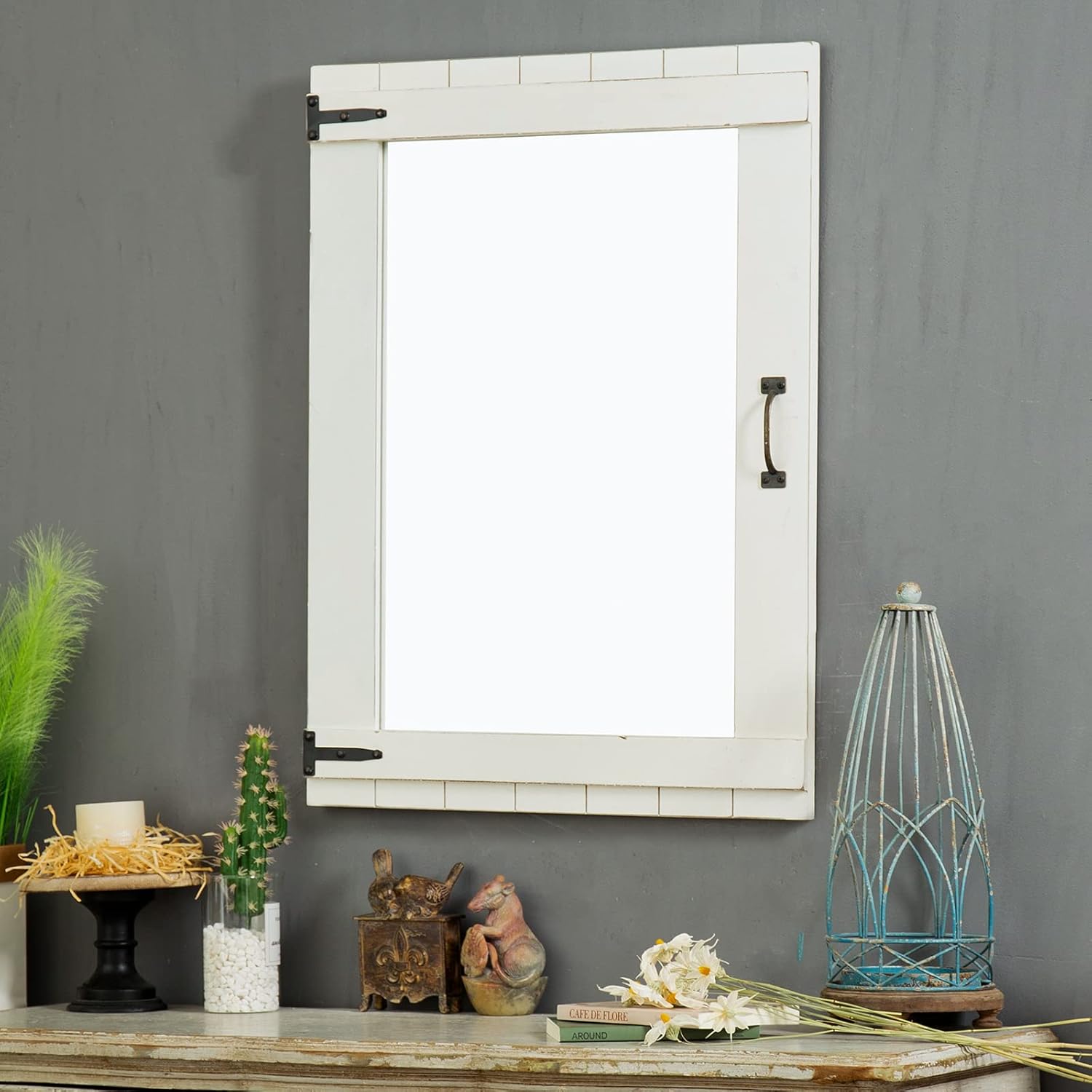 Farmhouse Wall Mounted Mirrors 32" x 24", Hanging