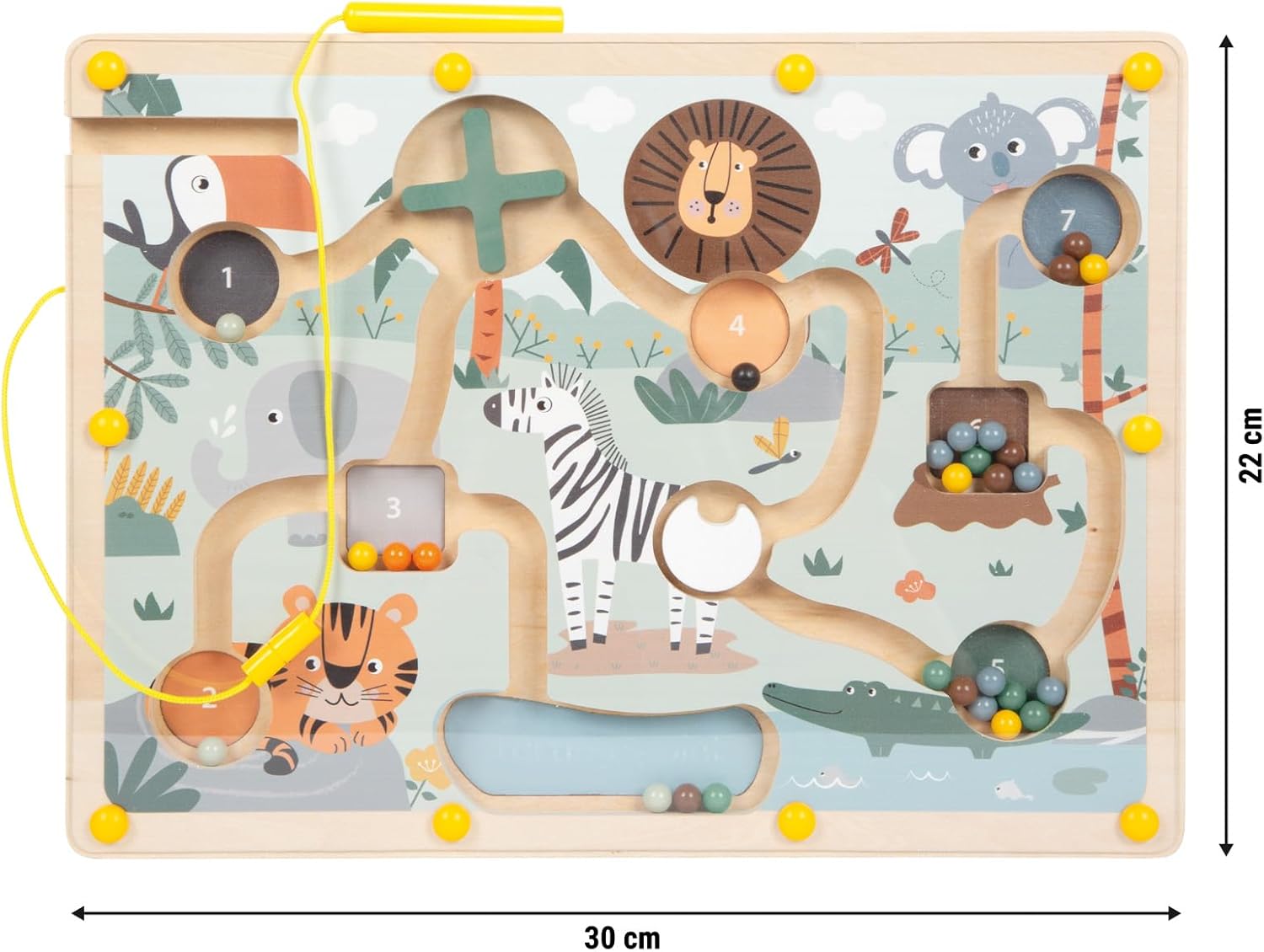 small Foot Magnetic Labyrinth "Safari", Skill Game Made of FSC 100% Certified Wood, for Children from 2 Years, 12732