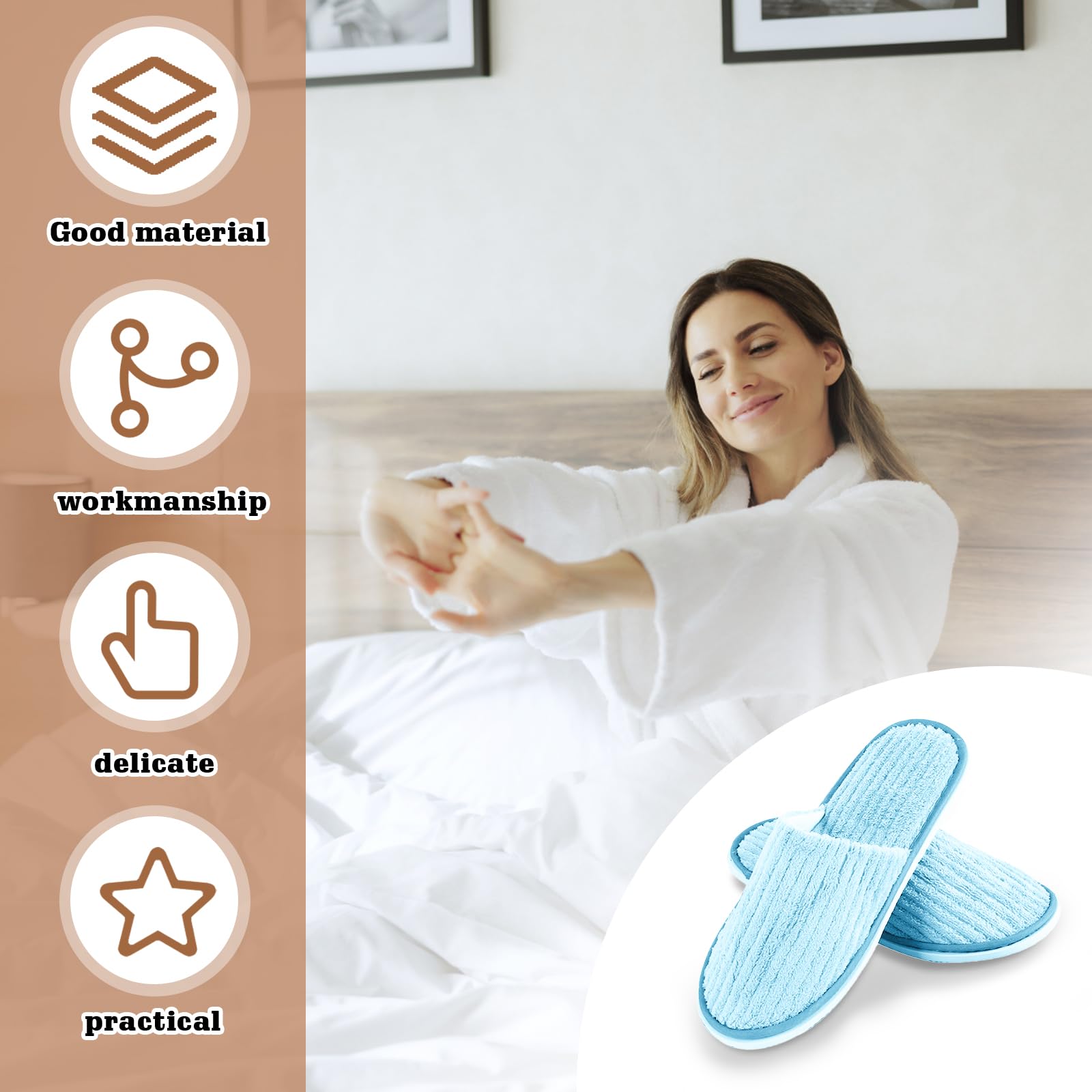 GOMETY Pantofole Ospiti 12 Paia Set Lavabili Antiscivolo Spugna Tessuto Non Tessuto