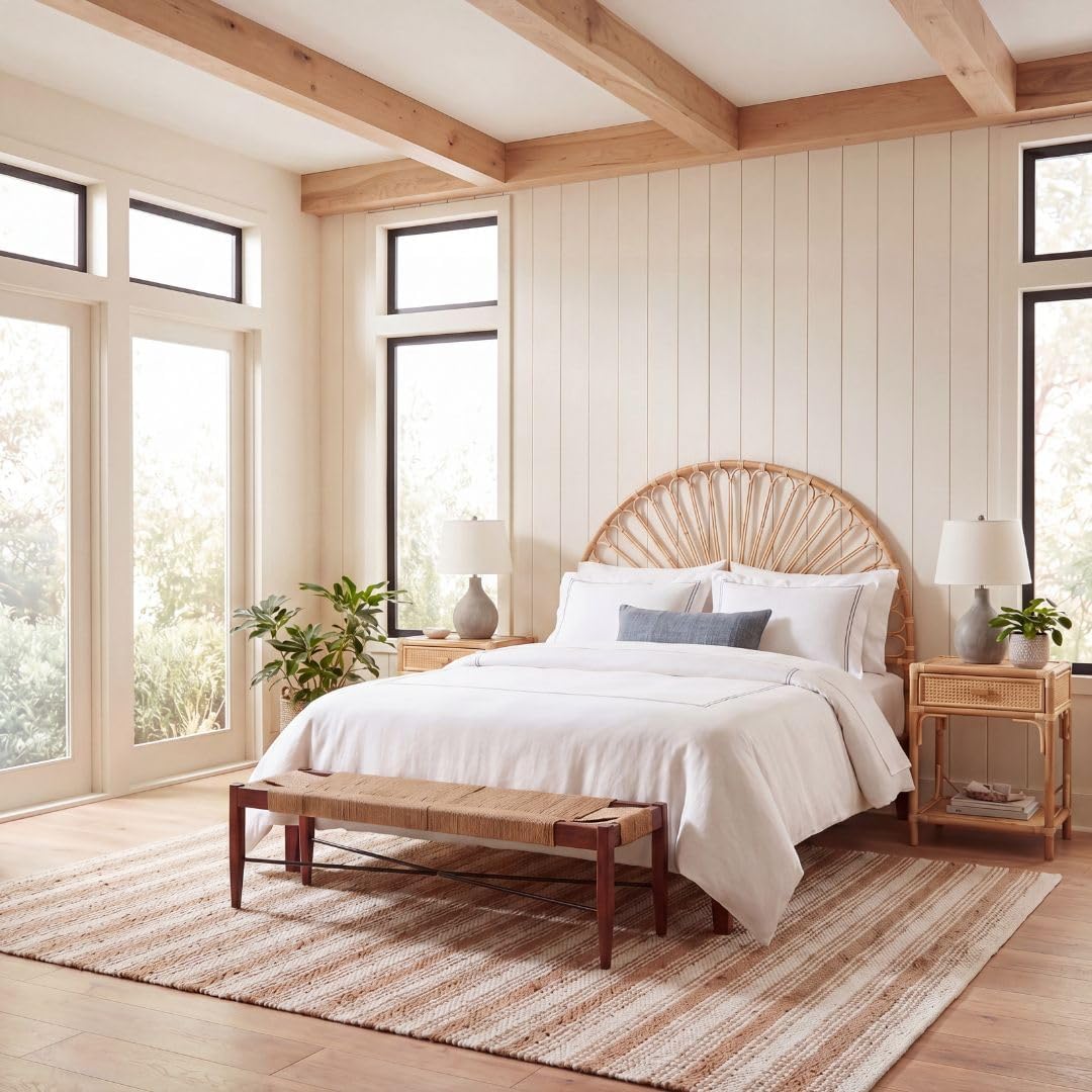 SAFAVIEH Home Collection Arcana Tropical Natural Jute Rope Cognac Brown Sungkai Solid Wood Bench (Fully Assembled)