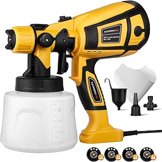 Farbsprühsystem 850W, Elektrische HVLP Farbspritzpistole mit 1400ml Behälter, P2 4 Düsen, 3 Sprühmuster und einstellbarem Farbfluss, für Wände, Zäune, Möbel, Decken und Heimwerkerprojekte