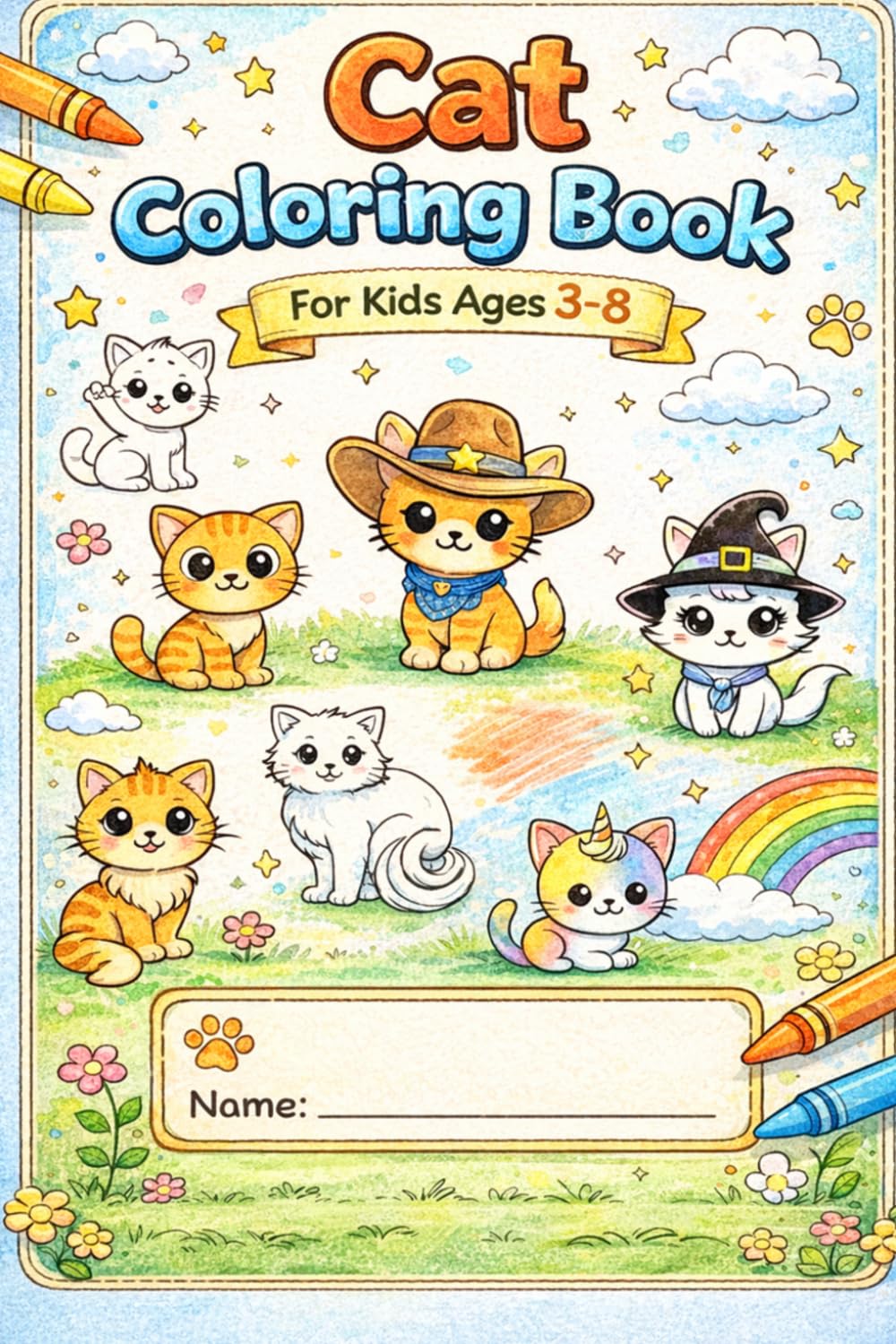 Kawaii Cat Coloring Book for Kids: 26 Cute Cat Coloring Pages • Single-Sided with Blank Backs to Prevent Bleed-Through • Ages 3–8