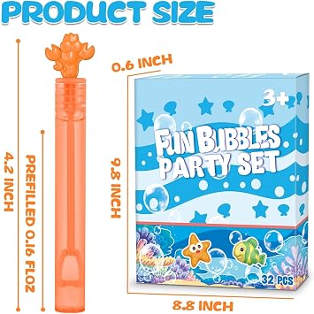 Under The Sea Mini Bubble Wand Gift Box, 32 Pack Party Favor Set