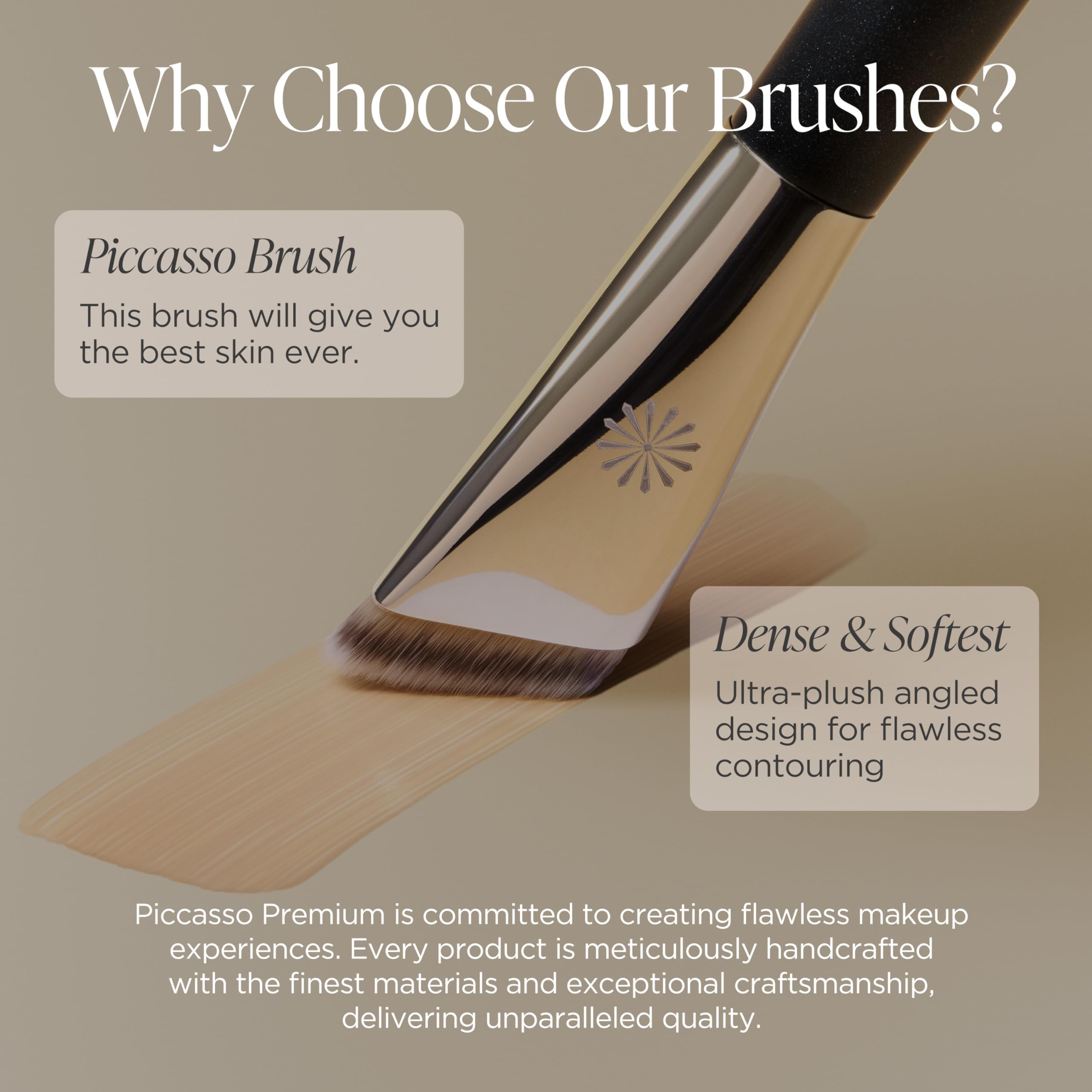 Piccasso FB33 Foundation Brush – Tapping Cover Brush for Liquid & Cream Foundation, Fills Pores with Soft Bristles for Smooth and Flawless Face Makeup, Professional Korean Beauty Tool