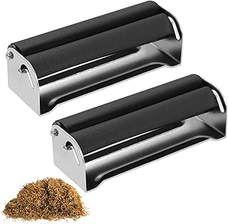 2Pcs Metal Tobacco Roller, Manual Cigarette Roller Machine Tobacco Rolling Machine70mm Easy Use pour Smoking Cigarette Accessories (Black)