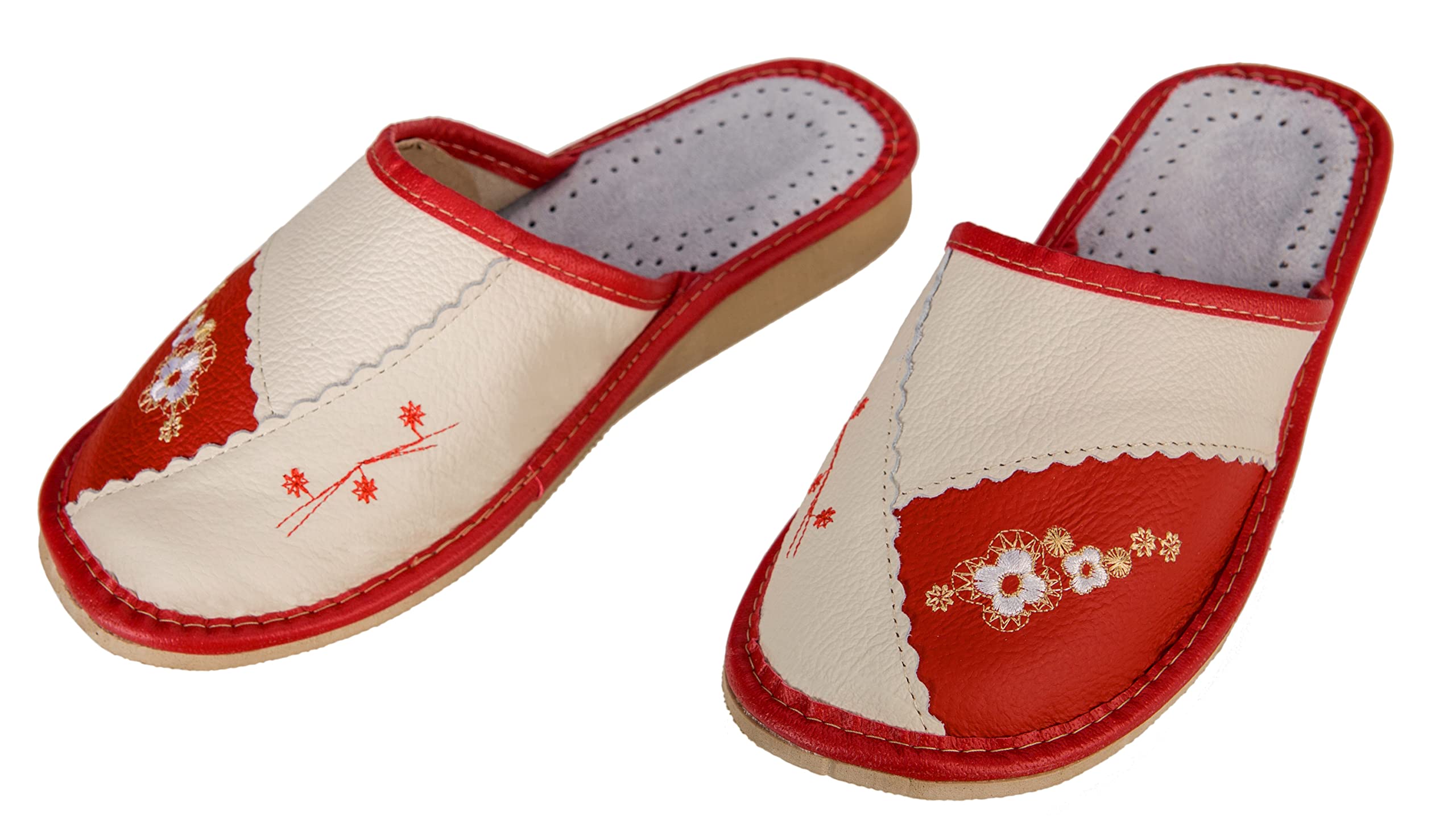 APREGGIO Pantoufles Femme Cuir – Chaussons Pratiques et Confortables – Fait Main – 36–41 EU