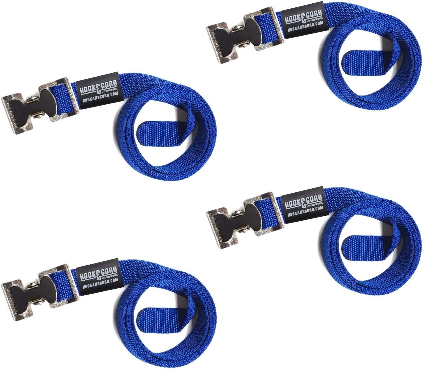 SECURE IT QUICK - Zinc Coated Alligator Thumb Buckle Cargo Secure Utility Lashing Strap - 1" Wide Heavy Duty Polypropylene Webbing, Also Our Rubberized Slack Keeper (48" THMB - 4PK, Blue)