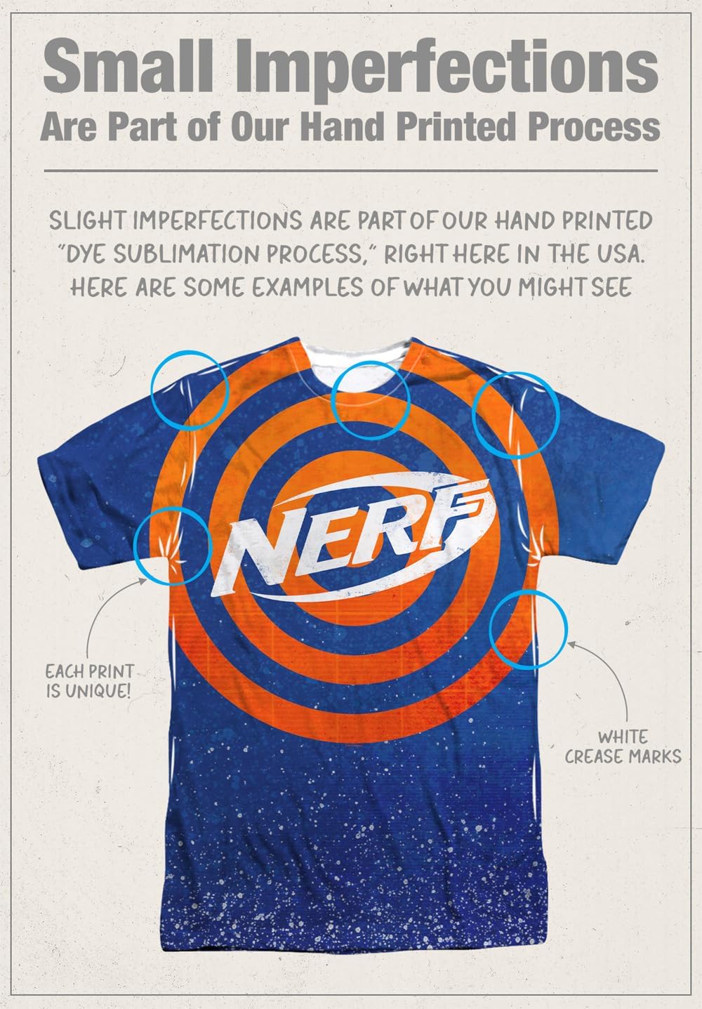 Nerf Target Practice Unisex Adult Front Only Sublimated T Shirt for Men and Women