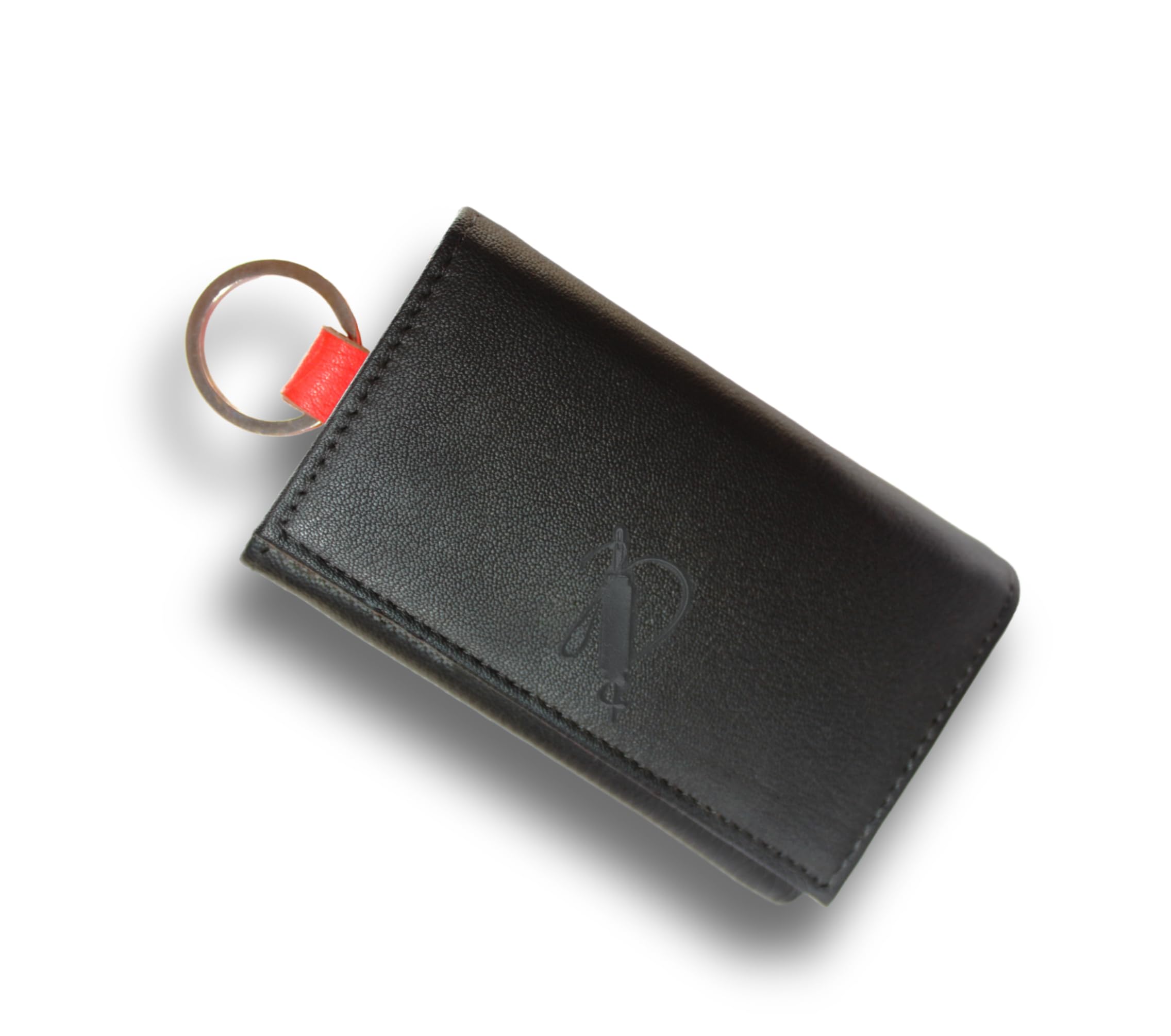 Men's Original Leather Black & Red Key Case Large Key Ring, Key Pouch, Wallet Keychain with 6 Carabiner Clips & Snap Button Closure | Regan Collection | Everyday Use Wallet-image-34