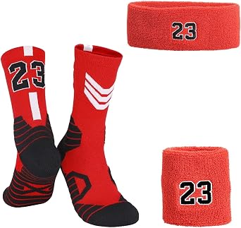 Basketball Socks Stitched Number Elite Athletic Socks&Basketball Wristband Headband Sport Socks for Men and Youth