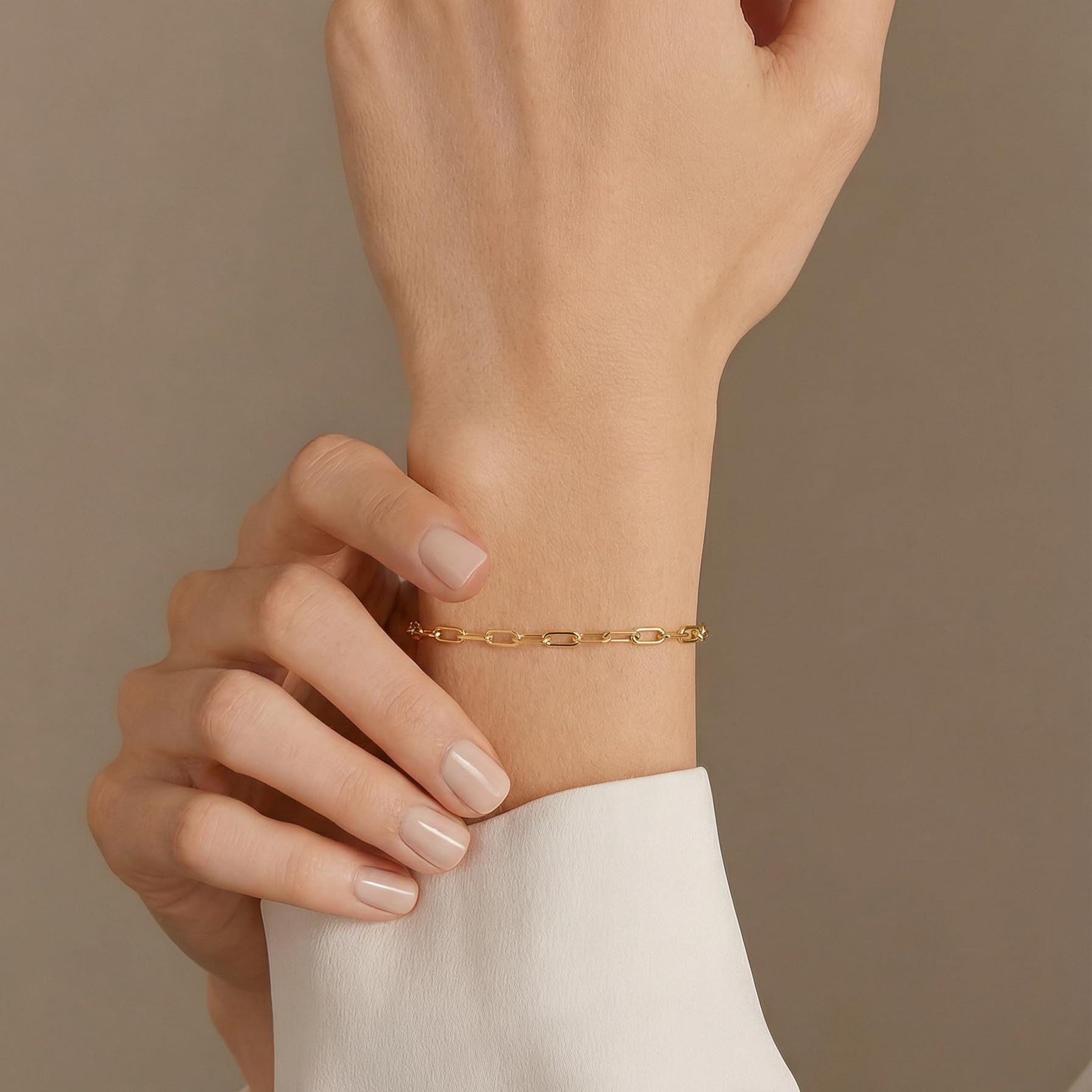 14K Gold Bracelets for Women Paperclip Gold Bracelet for Women | 14K Gold Bracelet Dainty Gold bracelet Paperclip Chain Bracelet for Women Cute Stackable Bracelets Jewelry 6.5in-9in product thumbnail 7