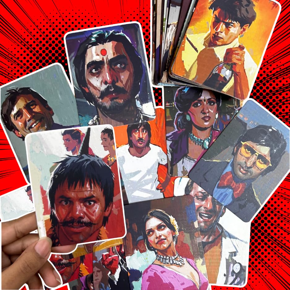 Image of Bollymood Bollywood Party Game | 2-in-1 Dumb Charades & Movie Quiz Card Game | Gift for Birthdays, Parties & Family Fun | 2-8 Players | Age 10+, 55 Cards