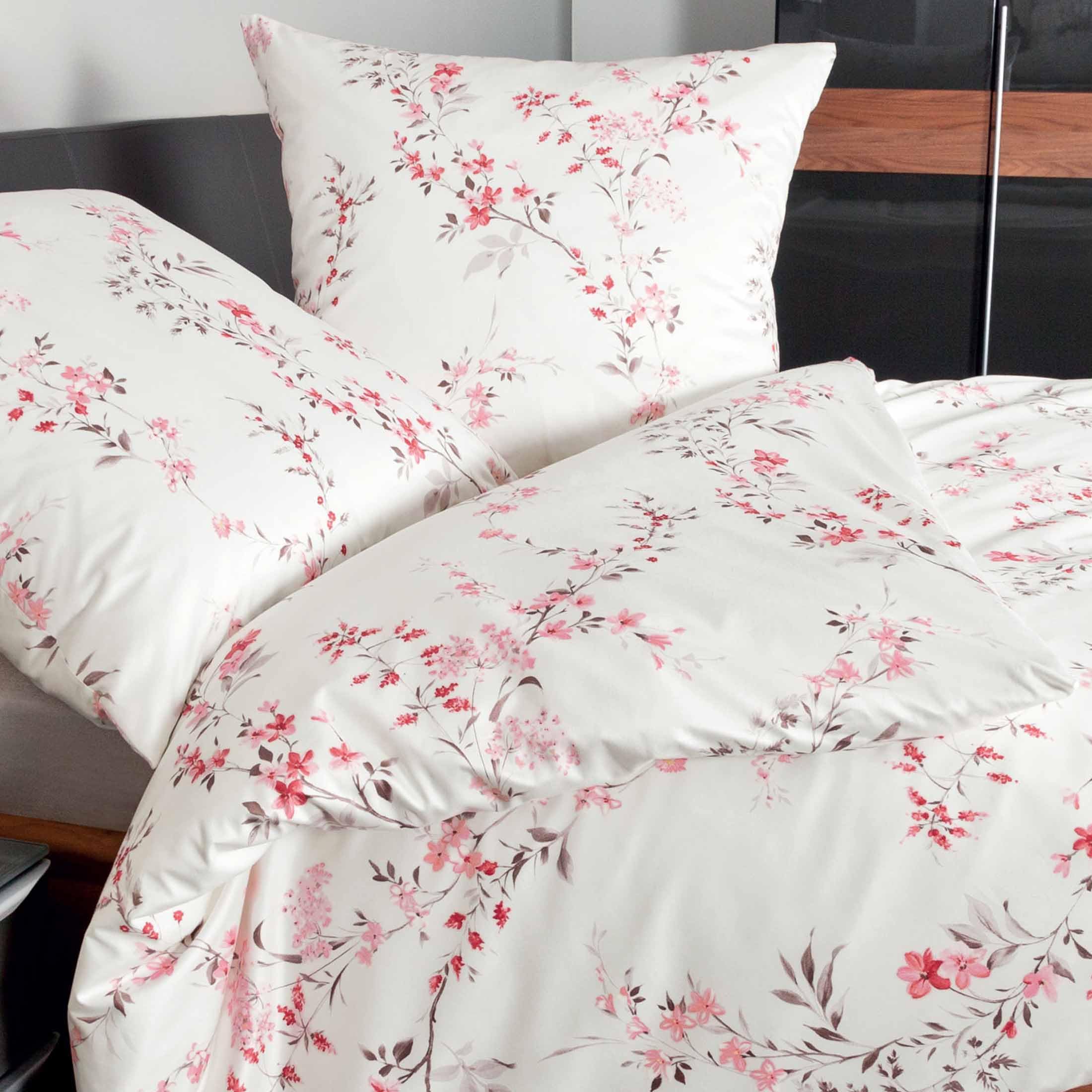 Janine Mako Satin Bettwäsche 135 x 200 cm Satin Bettbezug weiß Palermo Bettwäsche weiß aus Baumwolle