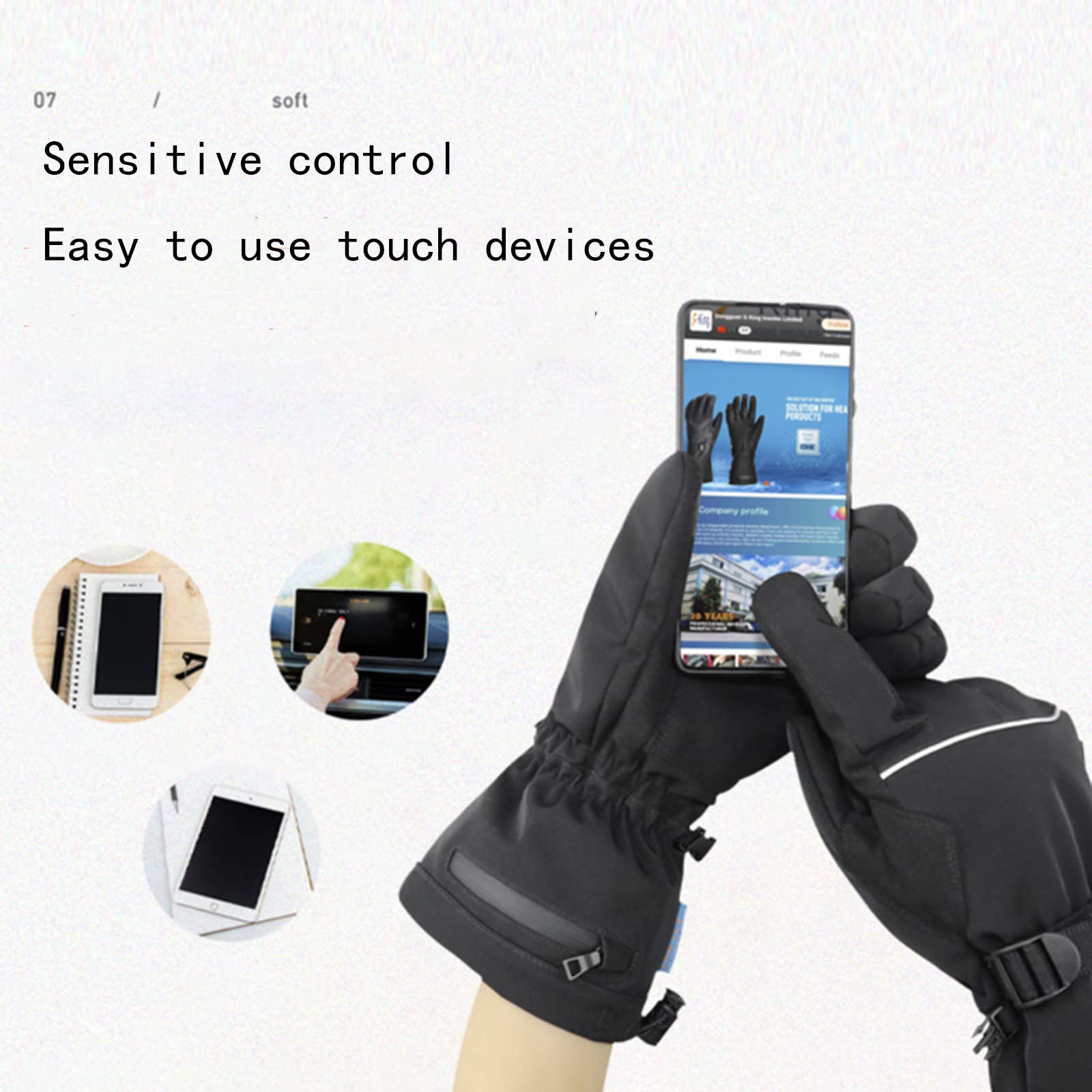 CHEWYNP Guantes de Invierno para Hombres y Mujeres: Guantes Impermeables y cálidos para Clima frío, Guantes térmicos con Dedo de Pantalla táctil 7.4V 2600mah Guantes calentados con batería